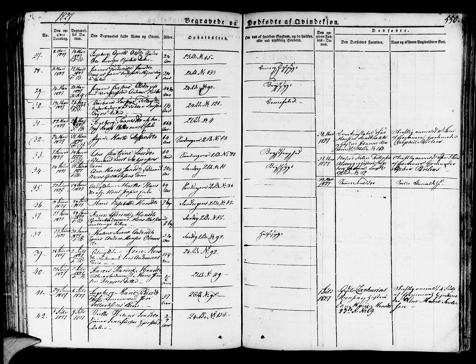 Korskirken sokneprestembete, AV/SAB-A-76101/H/Haa/L0014: Parish register (official) no. A 14, 1823-1835, p. 550