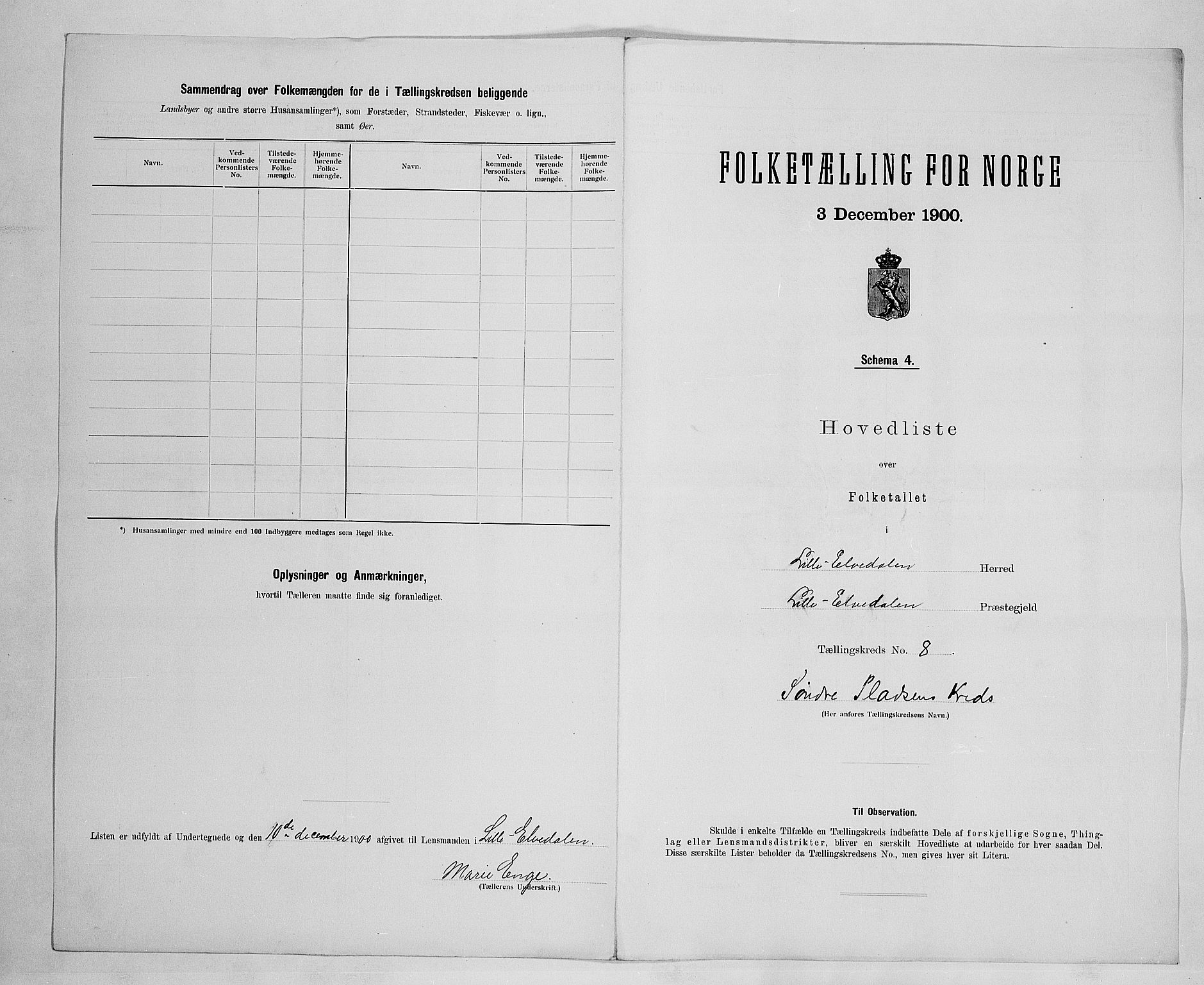 SAH, 1900 census for Lille Elvedalen, 1900, p. 35