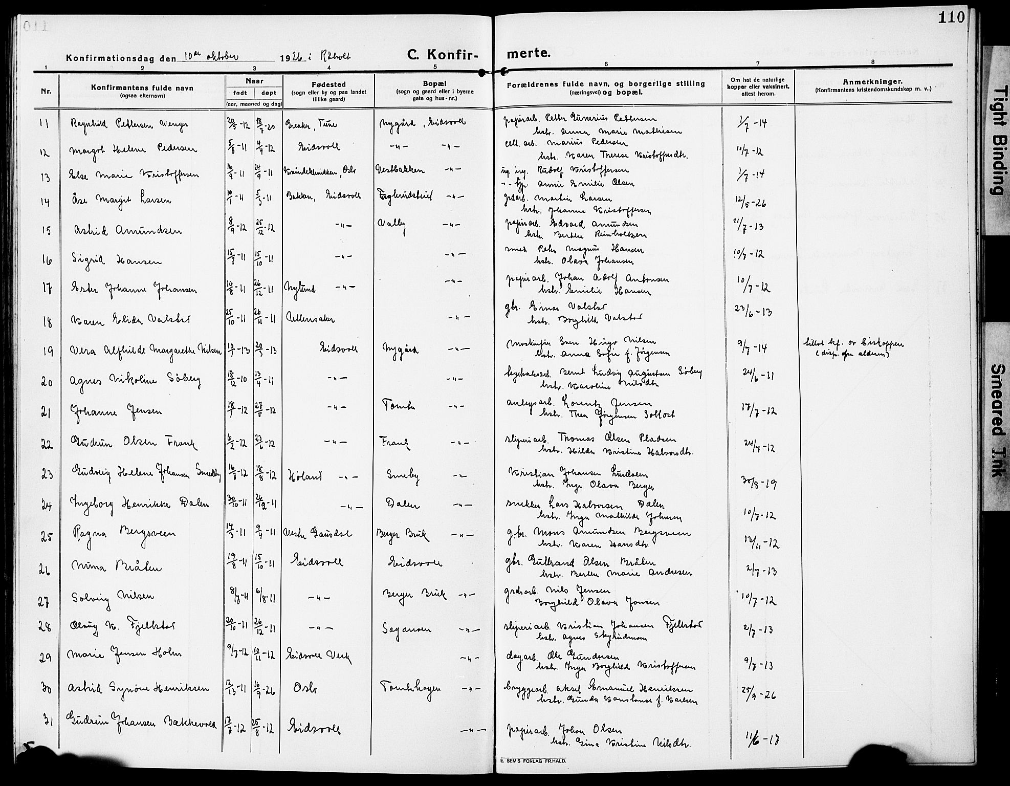 Eidsvoll prestekontor Kirkebøker, AV/SAO-A-10888/G/Ga/L0009: Parish register (copy) no. I 9, 1914-1927, p. 110