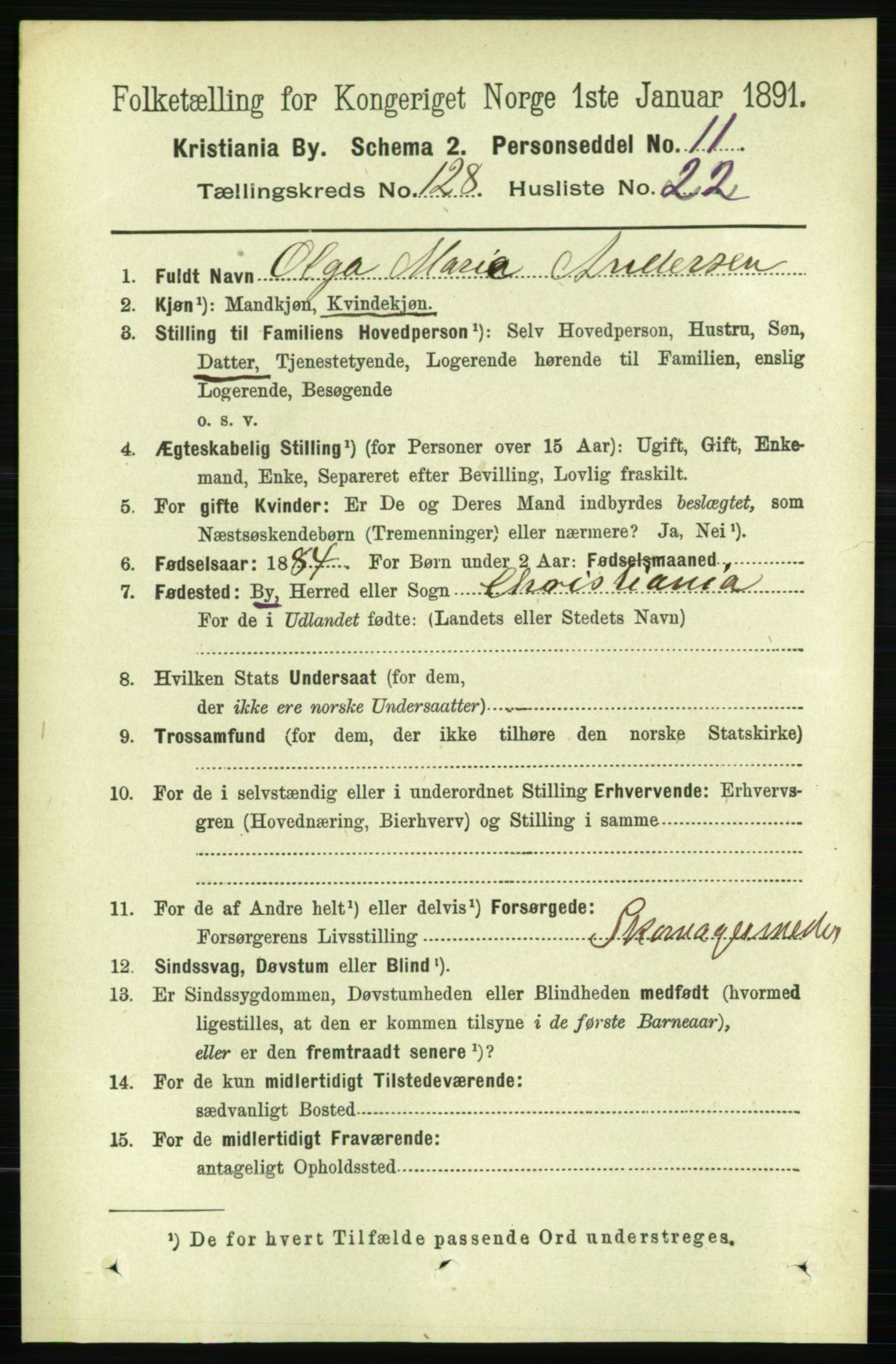 RA, 1891 census for 0301 Kristiania, 1891, p. 69046