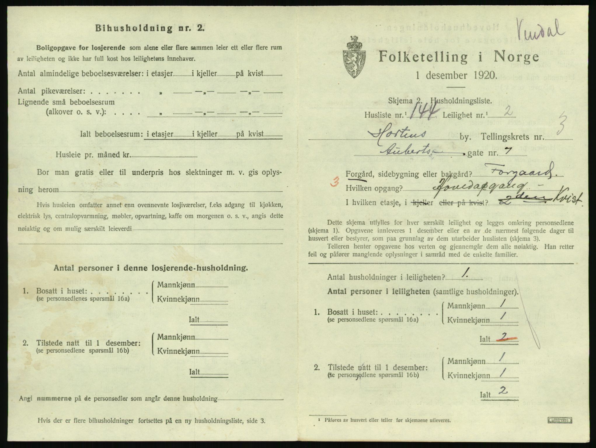 SAKO, 1920 census for Horten, 1920, p. 4605