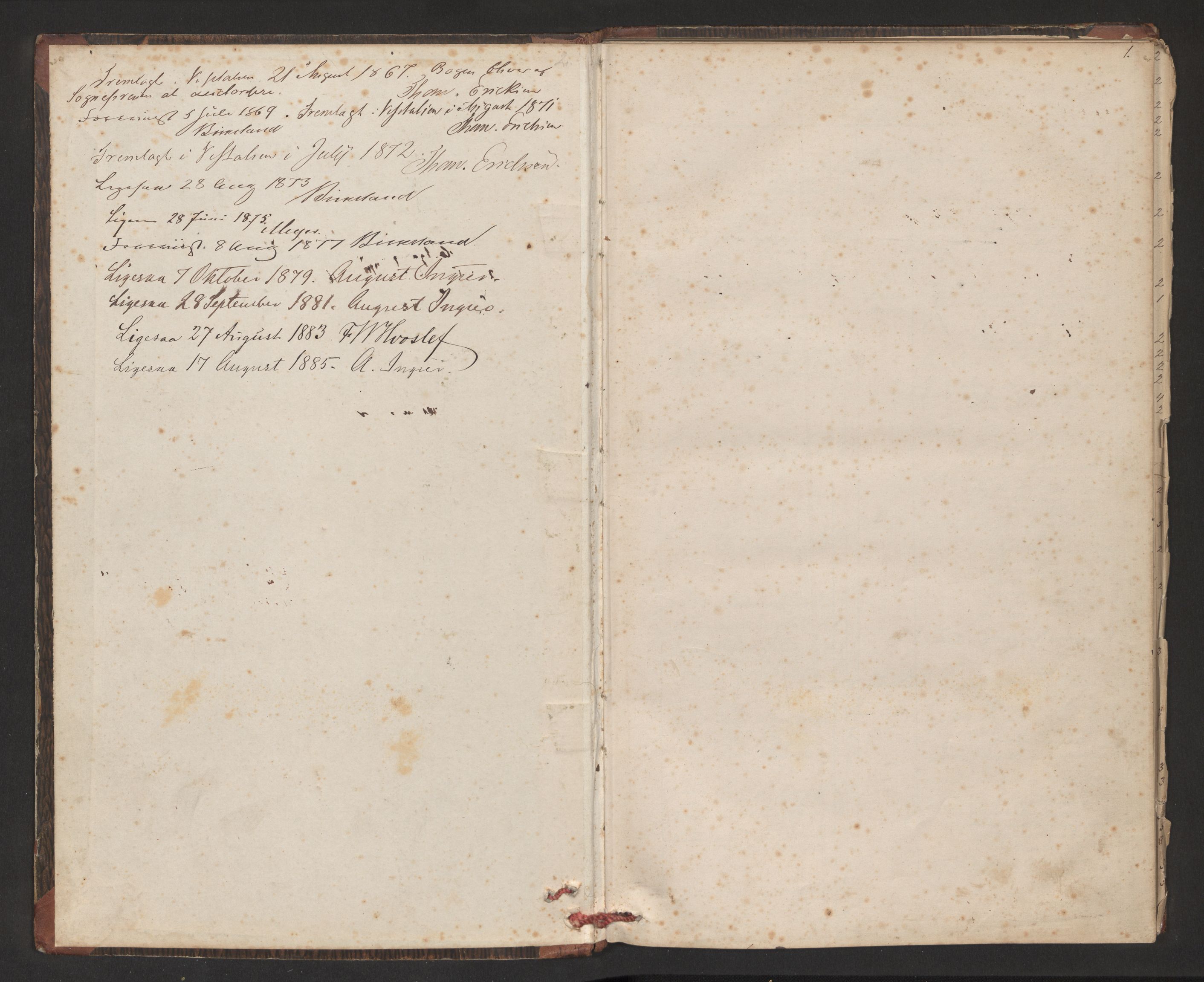 Balestrand sokneprestembete, AV/SAB-A-79601/H/Hb/Hba/L0002: Communicants register no. A 2, 1867-1883, p. 1