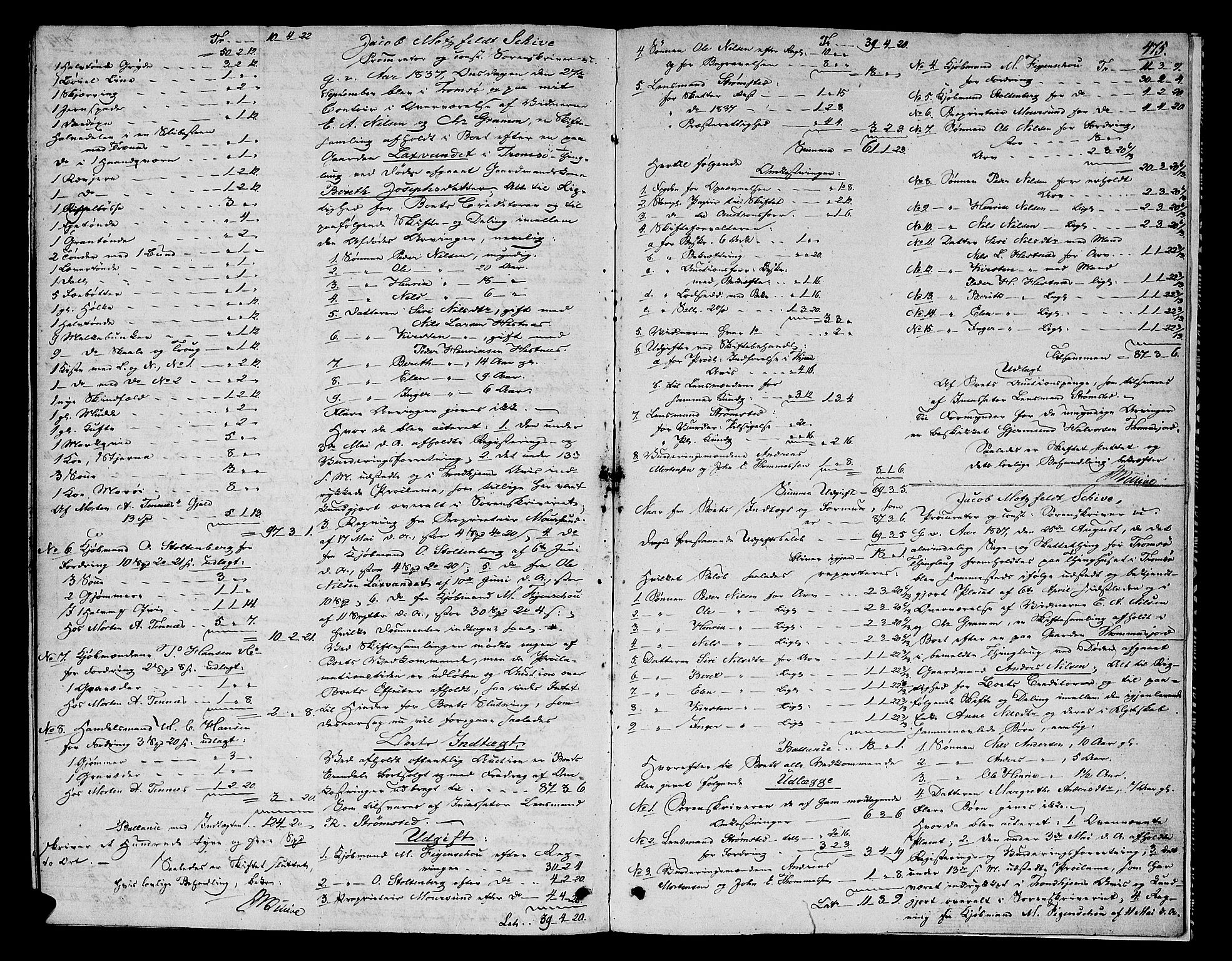 Senja og Tromsø sorenskriveri , AV/SATØ-SATØ-31/H/Hb/L0166: Skifteutlodningsprotokoll - Tromsø distrikt, 1829-1837, p. 474b-475a