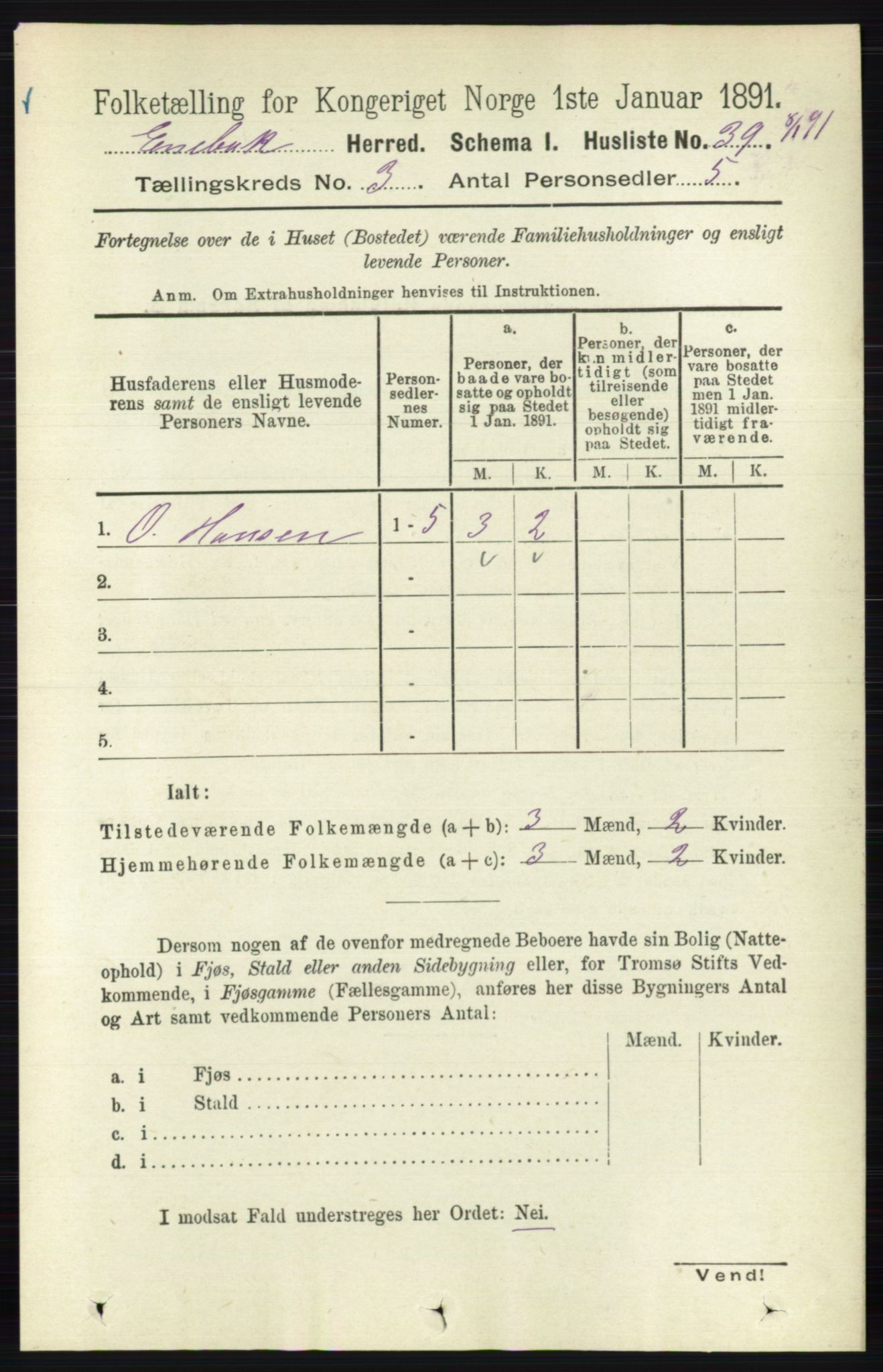 RA, 1891 census for 0229 Enebakk, 1891, p. 1110