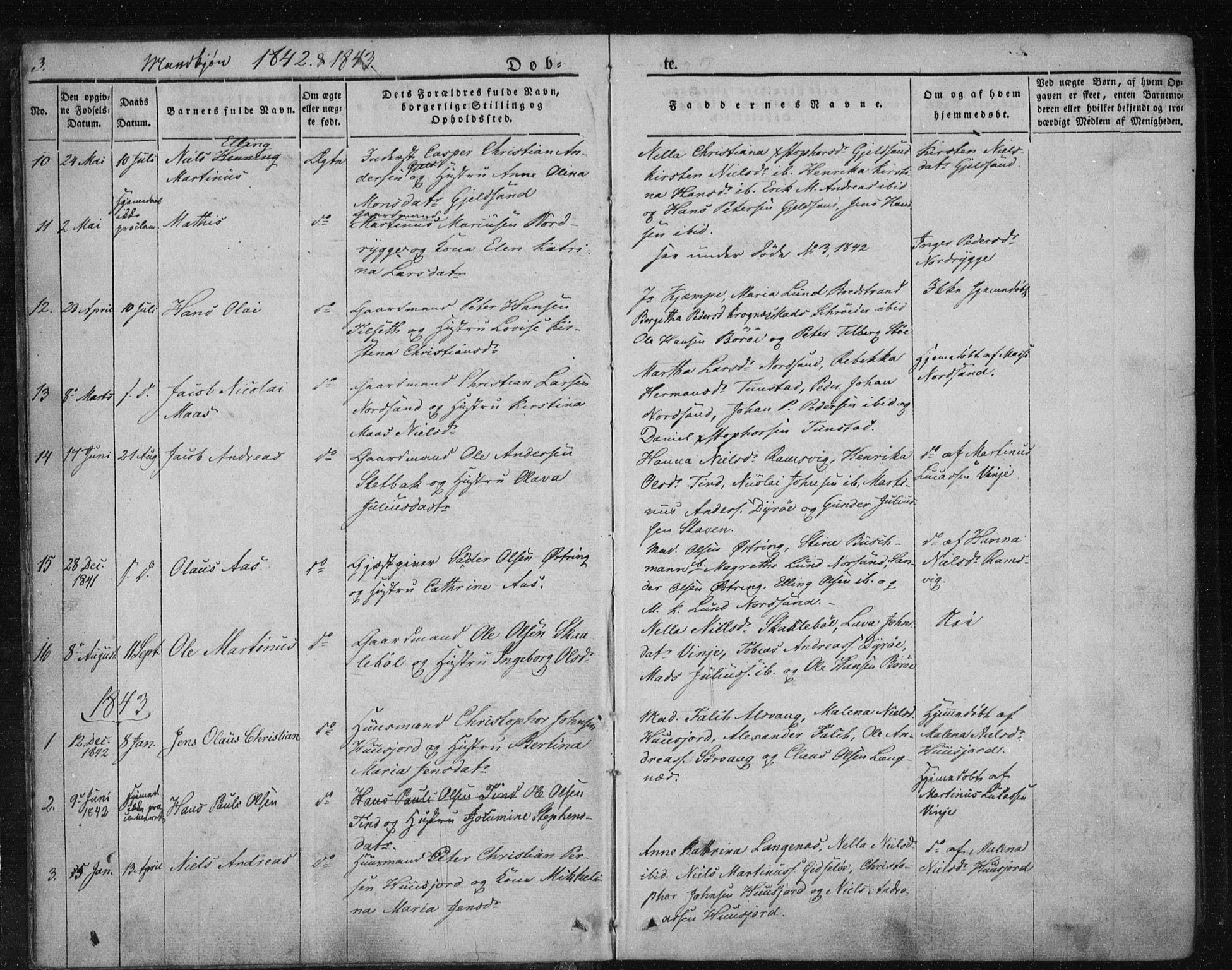 Ministerialprotokoller, klokkerbøker og fødselsregistre - Nordland, SAT/A-1459/893/L1332: Parish register (official) no. 893A05, 1841-1858, p. 3