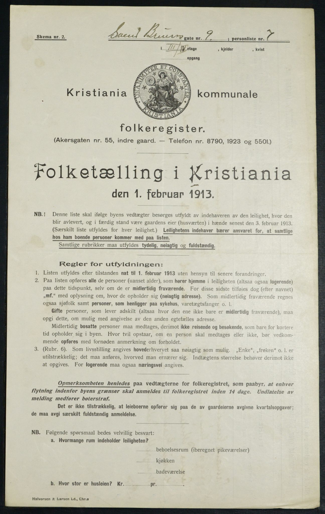 OBA, Municipal Census 1913 for Kristiania, 1913, p. 104930