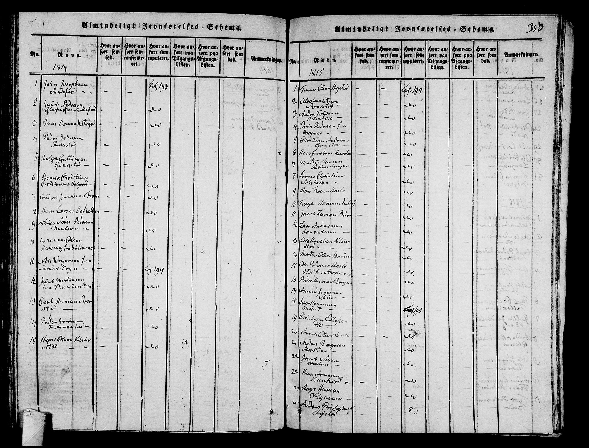 Sandar kirkebøker, SAKO/A-243/G/Ga/L0001: Parish register (copy) no. 1, 1814-1835, p. 353