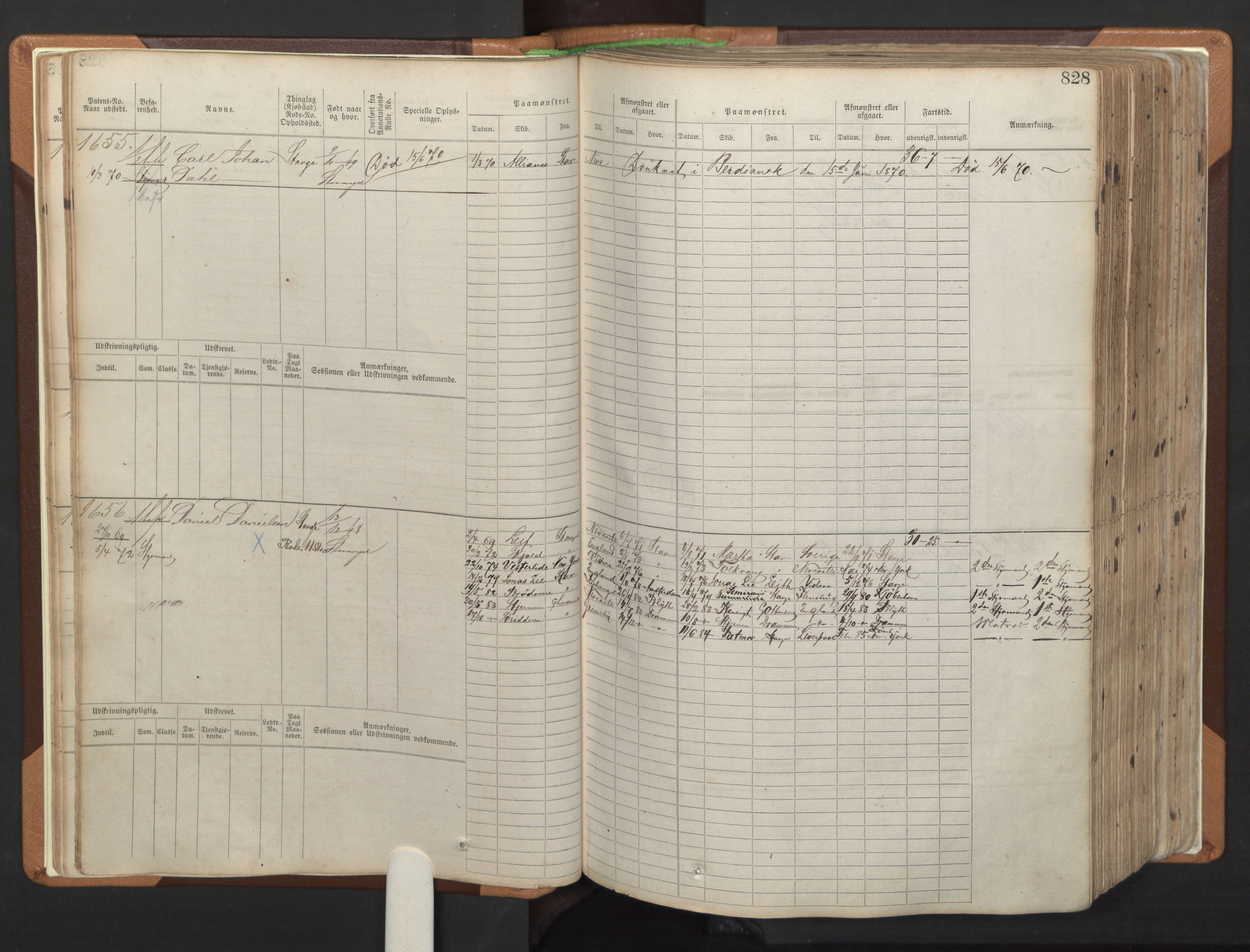 Stavanger sjømannskontor, AV/SAST-A-102006/F/Fb/Fbb/L0006: Sjøfartshovedrulle, patentnr. 1607-2402 (del 3), 1869-1880, p. 27