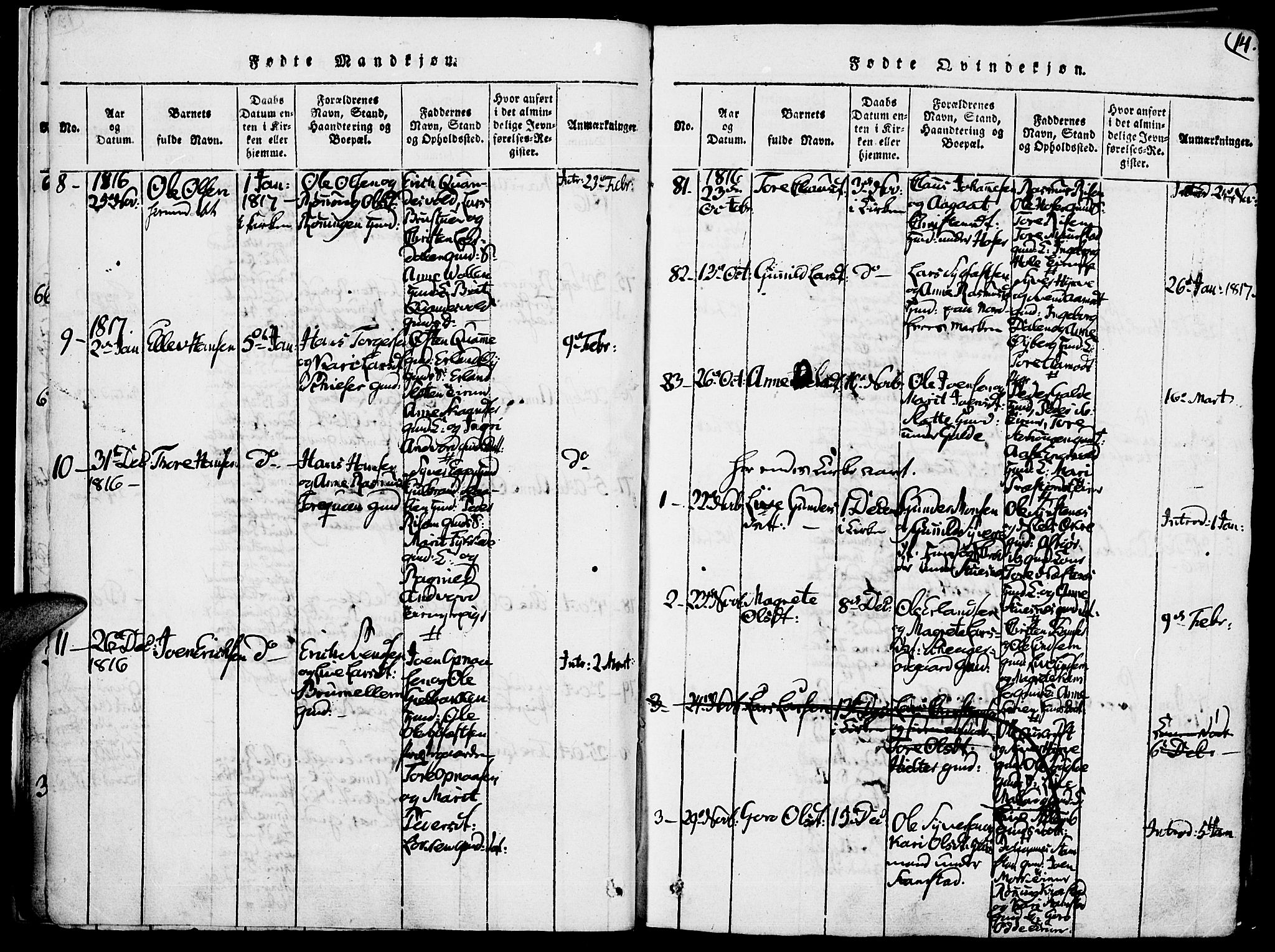 Lom prestekontor, AV/SAH-PREST-070/K/L0004: Parish register (official) no. 4, 1815-1825, p. 14