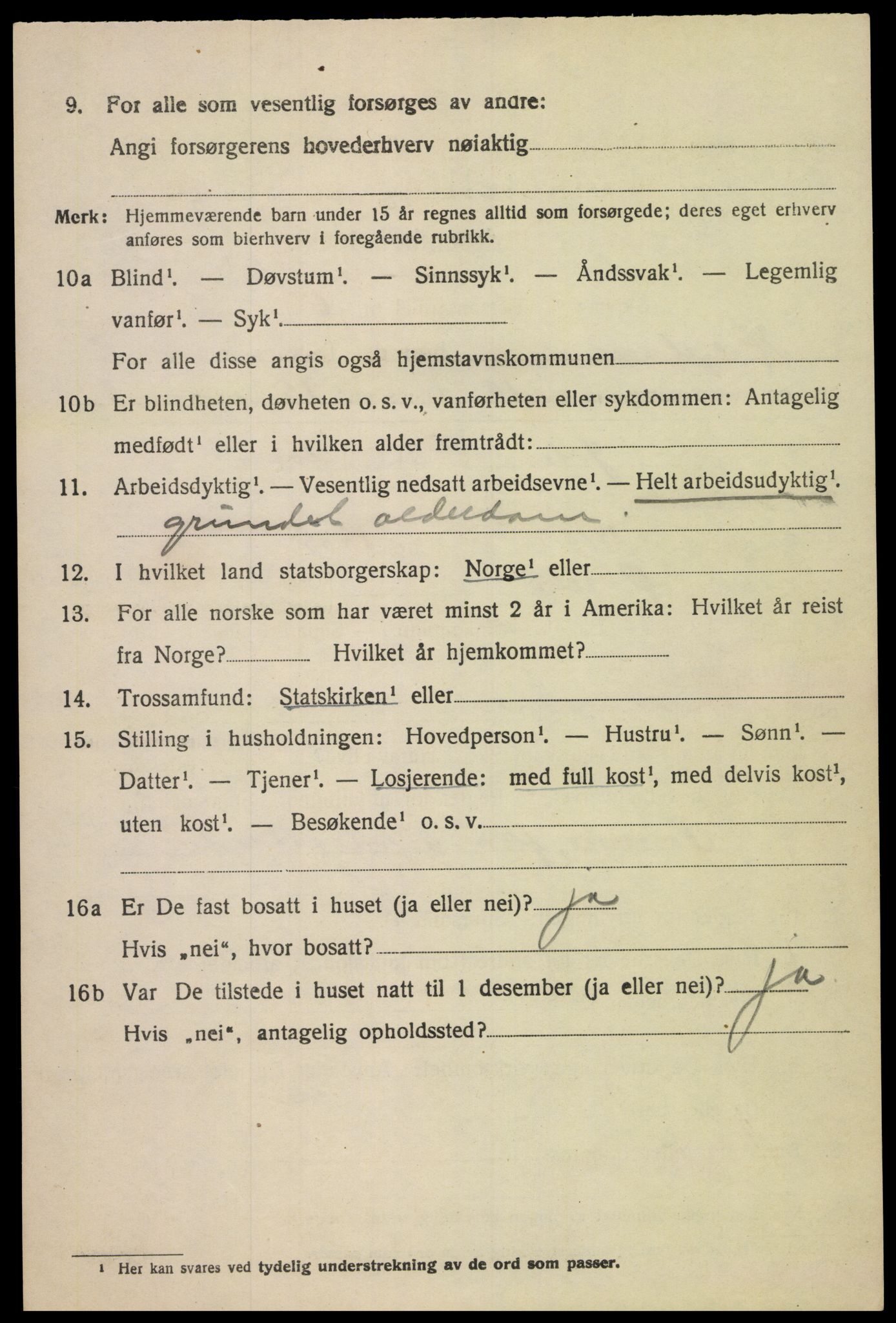 SAK, 1920 census for Hægeland, 1920, p. 2094