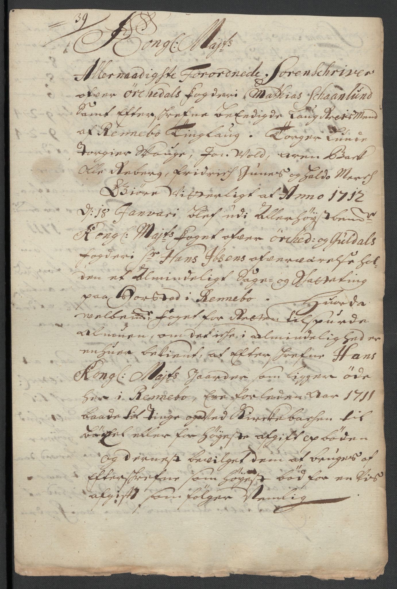 Rentekammeret inntil 1814, Reviderte regnskaper, Fogderegnskap, RA/EA-4092/R60/L3962: Fogderegnskap Orkdal og Gauldal, 1711, p. 286