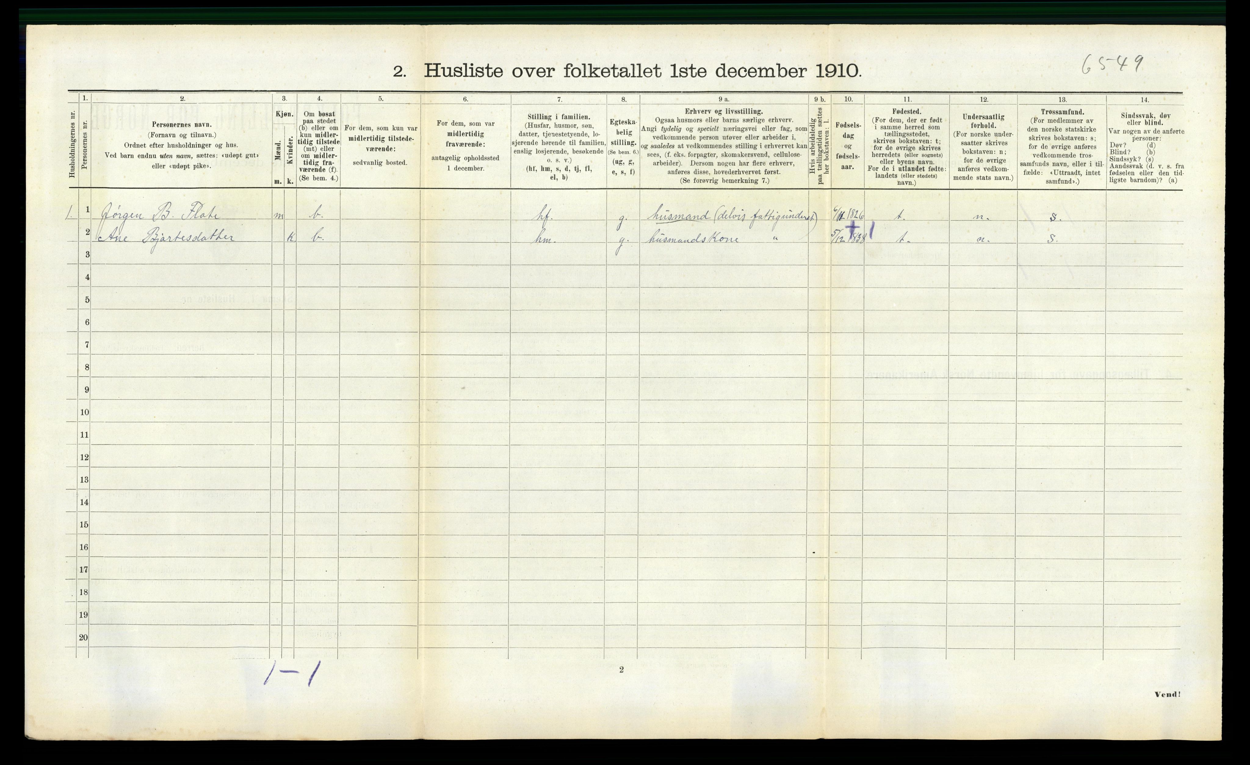 RA, 1910 census for Vestnes, 1910, p. 408