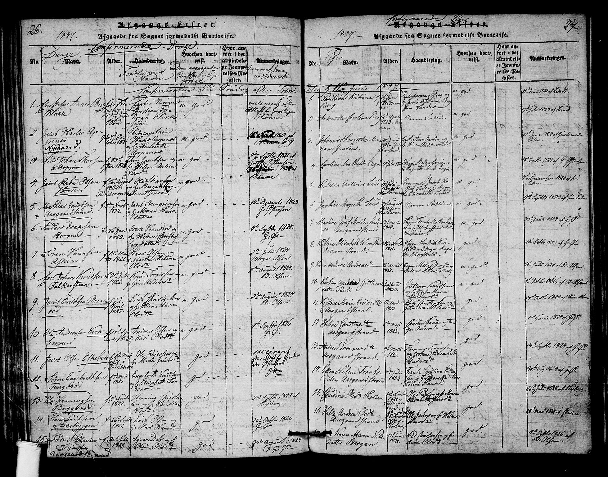 Borre kirkebøker, SAKO/A-338/F/Fa/L0004: Parish register (official) no. I 4, 1815-1845, p. 26-27
