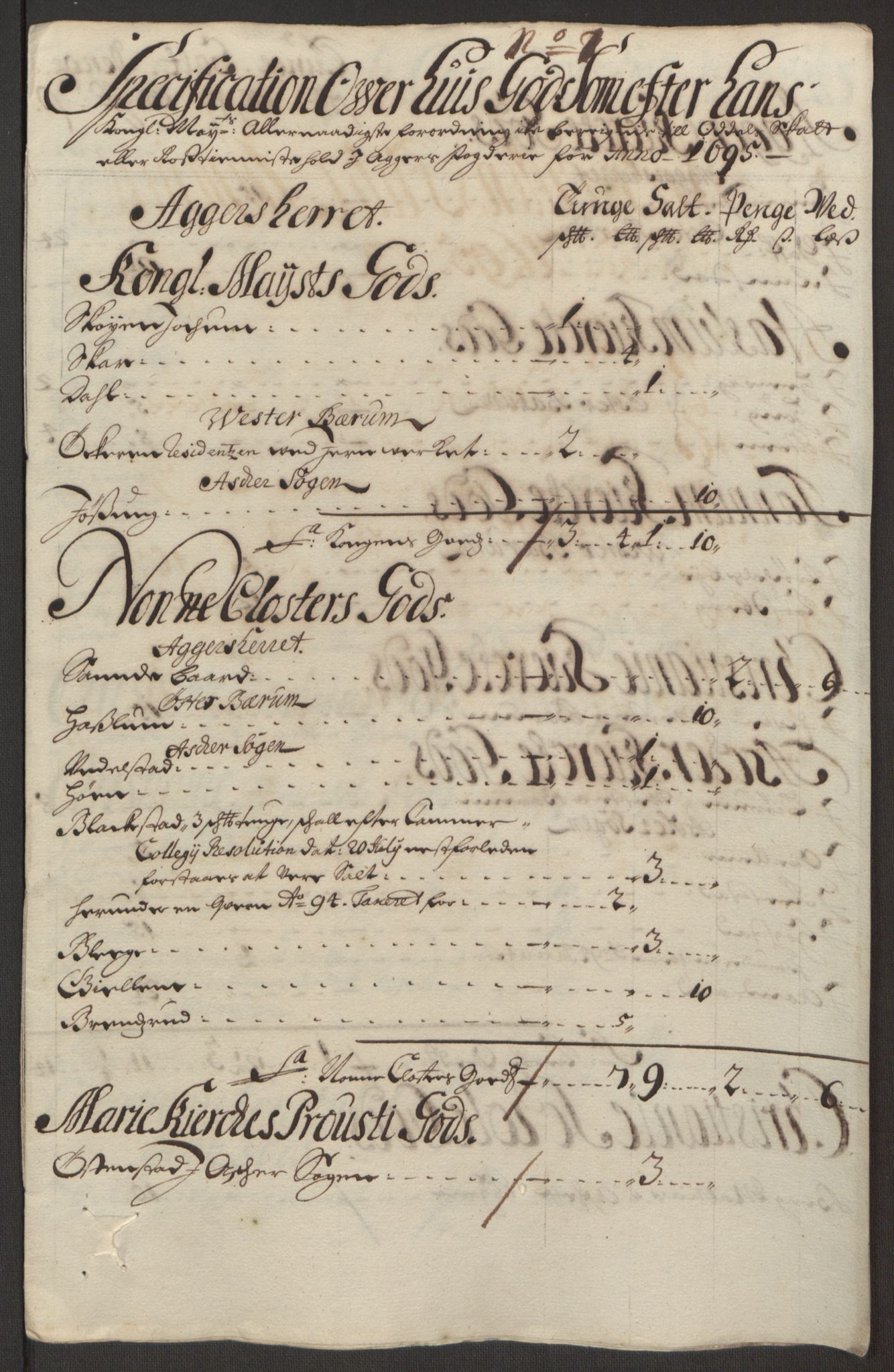 Rentekammeret inntil 1814, Reviderte regnskaper, Fogderegnskap, AV/RA-EA-4092/R10/L0439: Fogderegnskap Aker og Follo, 1695, p. 151