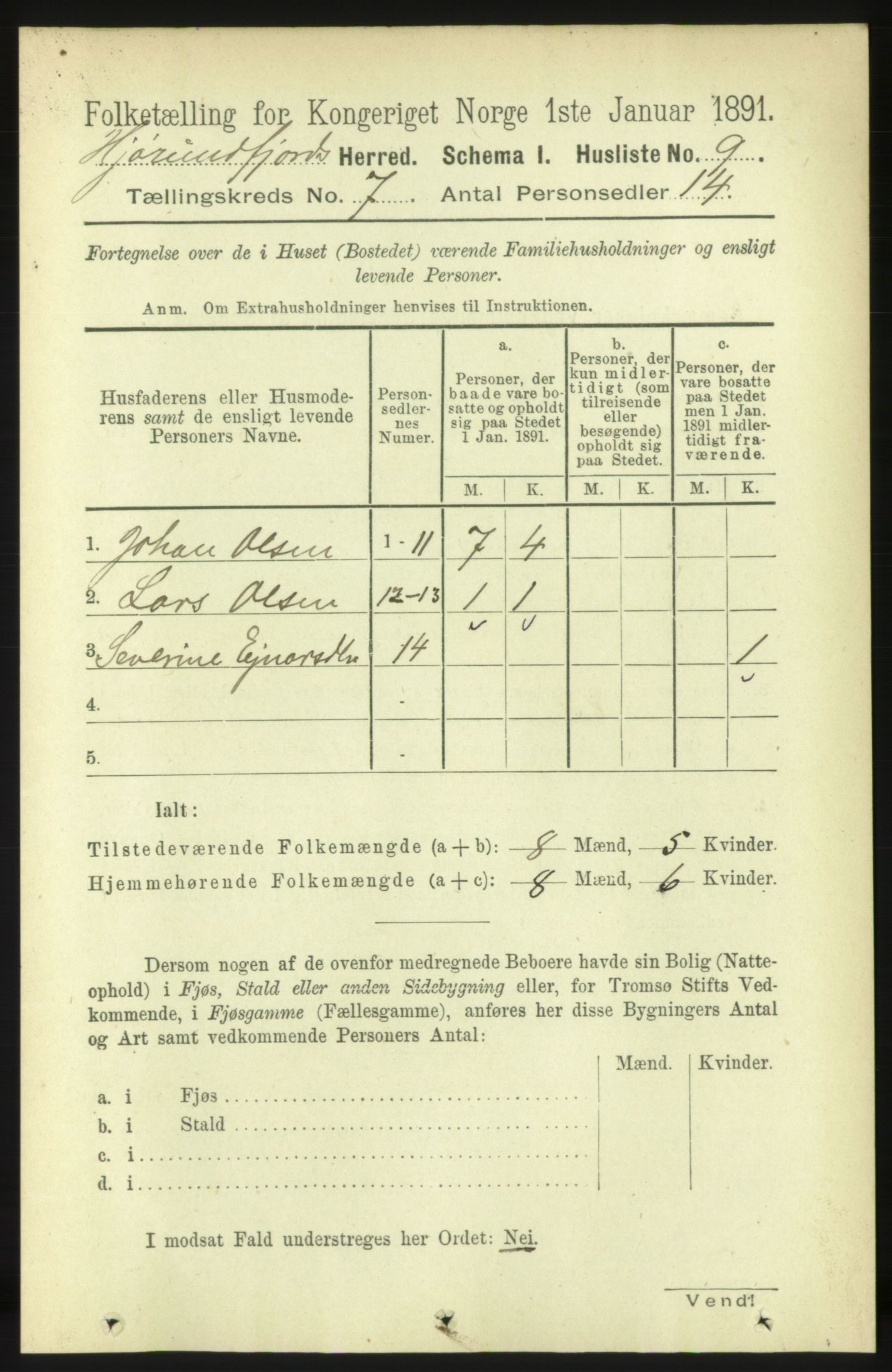 RA, 1891 census for 1522 Hjørundfjord, 1891, p. 1472