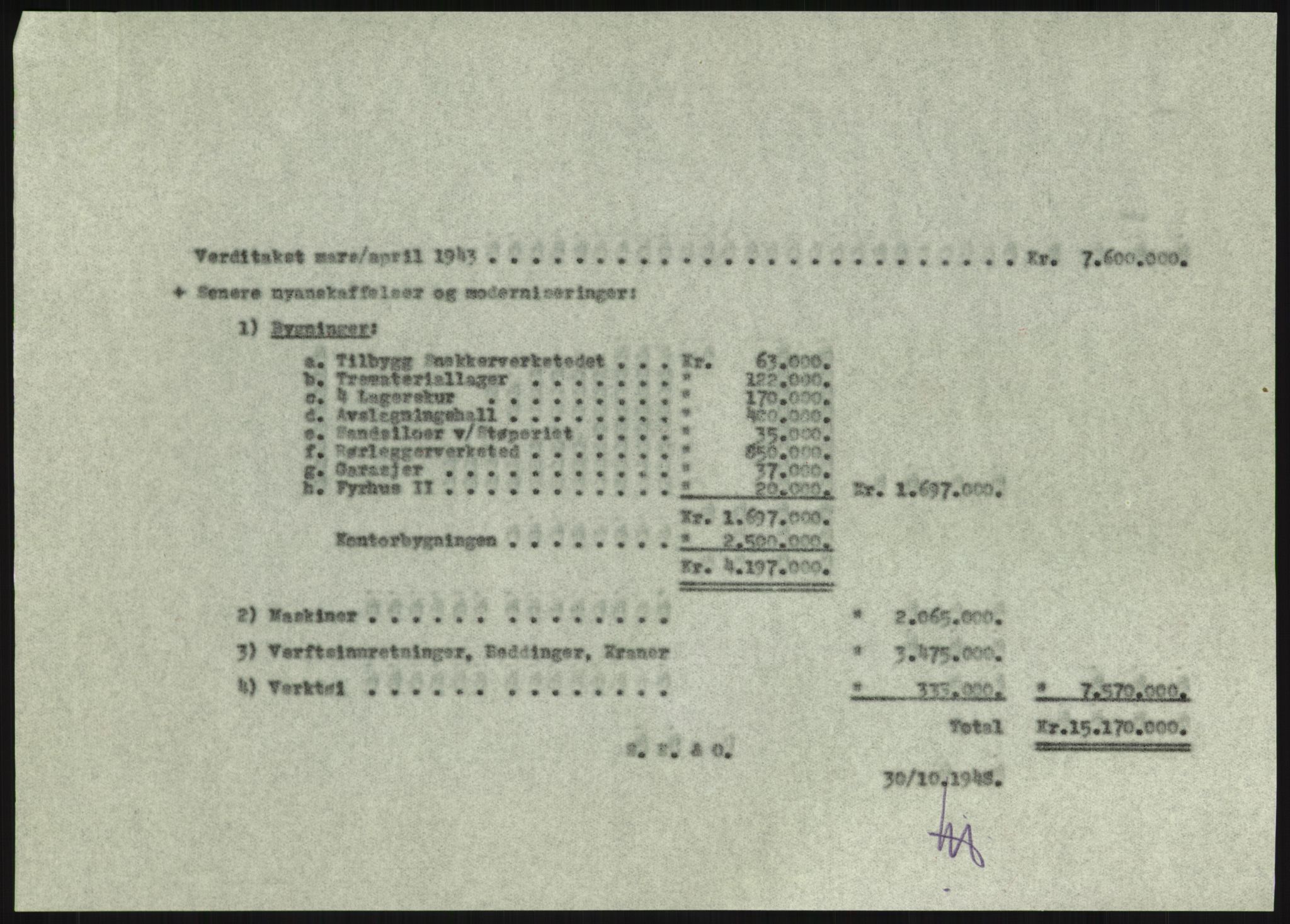 Fredrikstad mekaniske verksted, AV/RA-PA-1807/Q/L0001: Bygninger, Finansiering, Takst, Nyanlegg, 1935-1954, p. 253