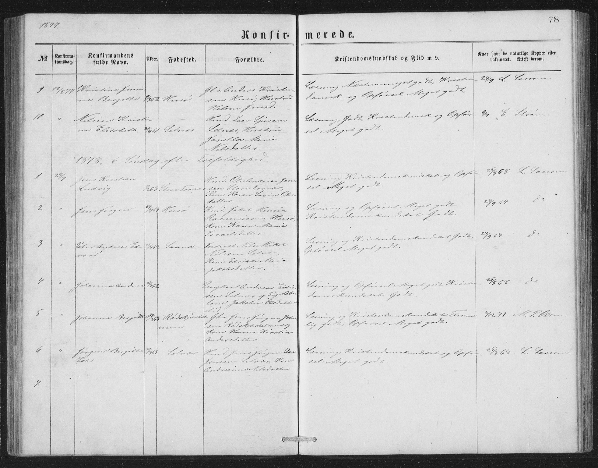 Ministerialprotokoller, klokkerbøker og fødselsregistre - Nordland, SAT/A-1459/840/L0582: Parish register (copy) no. 840C02, 1874-1900, p. 78
