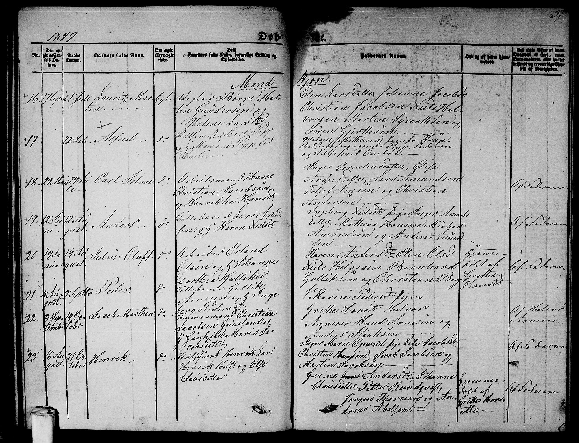 Larvik kirkebøker, AV/SAKO-A-352/G/Gb/L0002: Parish register (copy) no. II 2, 1843-1866, p. 37