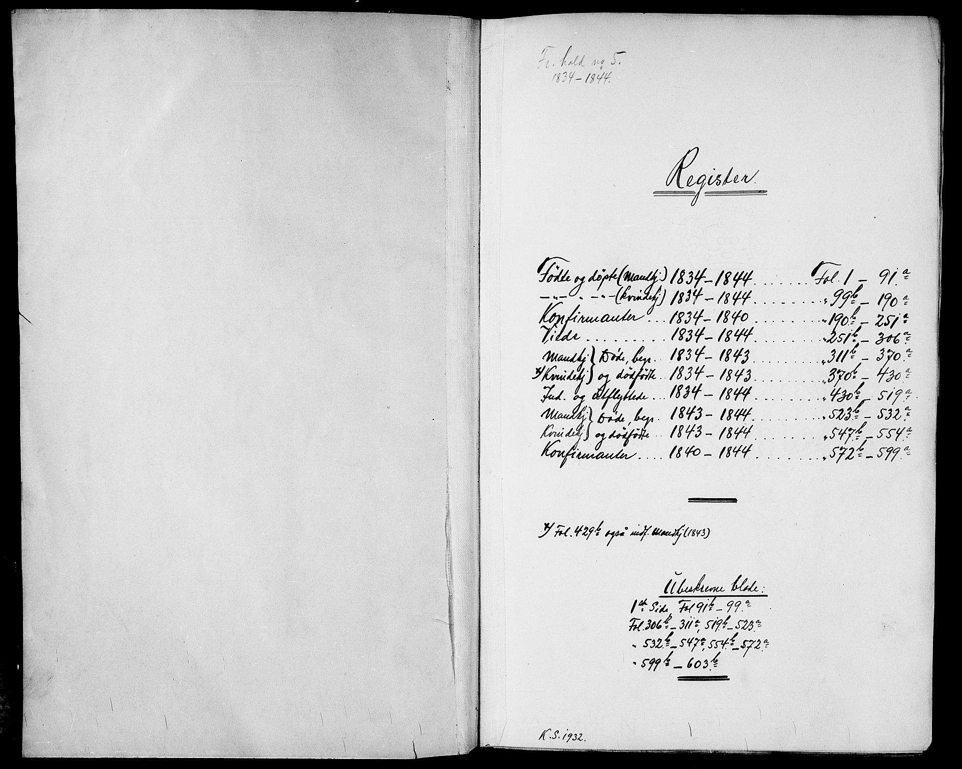 Halden prestekontor Kirkebøker, AV/SAO-A-10909/G/Ga/L0003: Parish register (copy) no. 3, 1834-1844