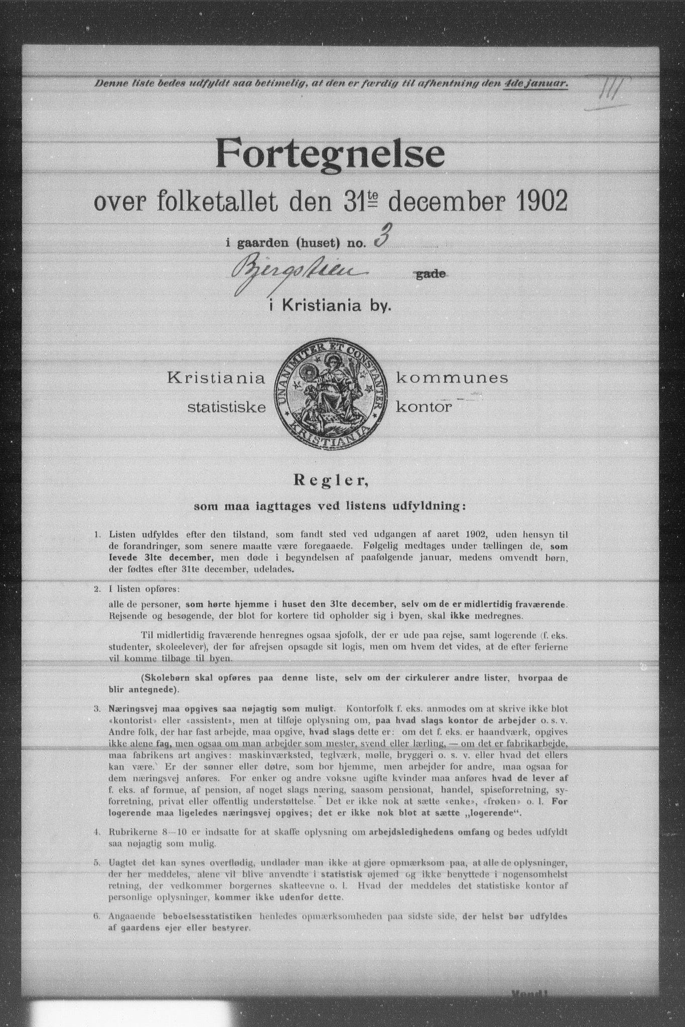 OBA, Municipal Census 1902 for Kristiania, 1902, p. 1099