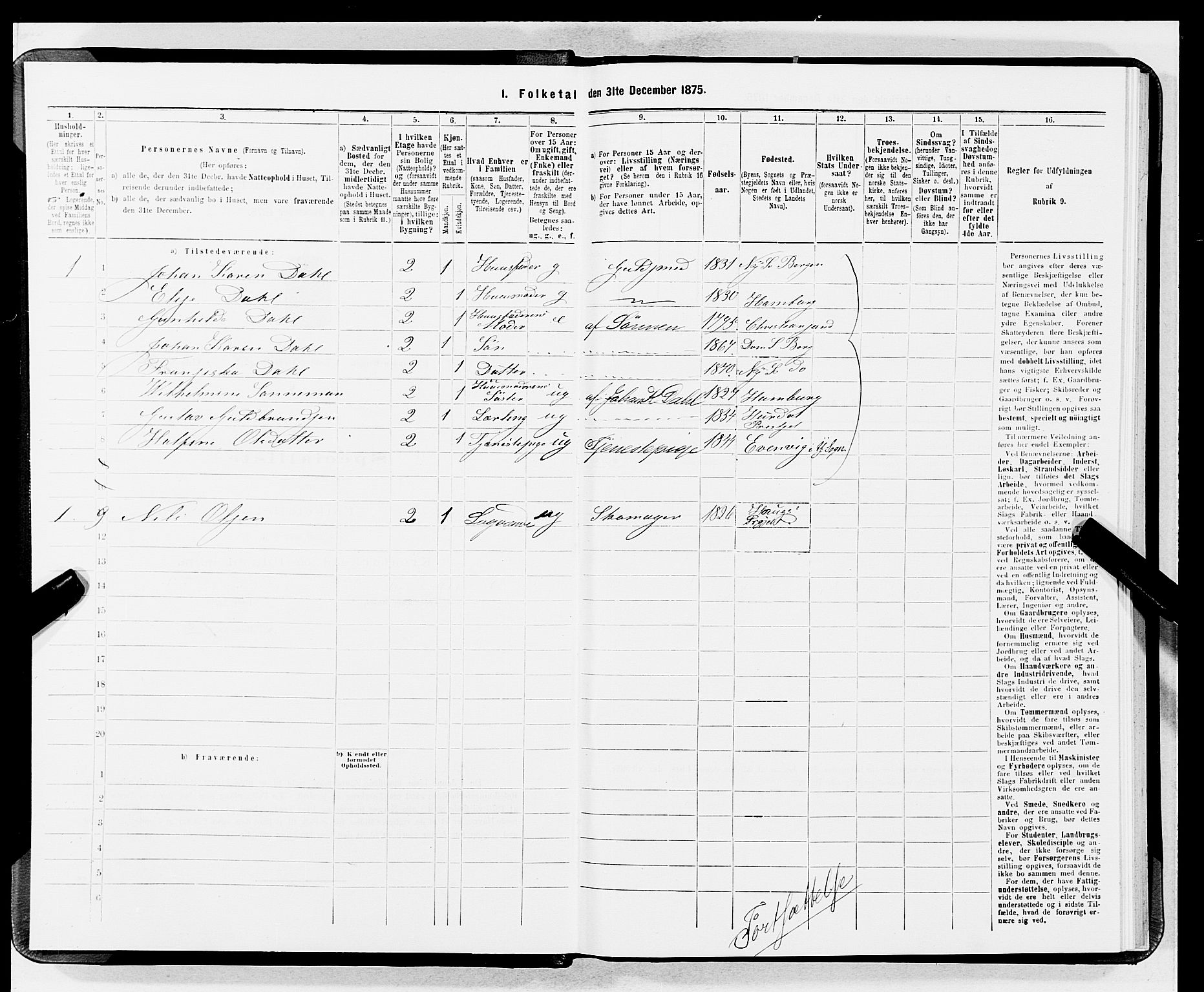 SAB, 1875 census for 1301 Bergen, 1875, p. 1432