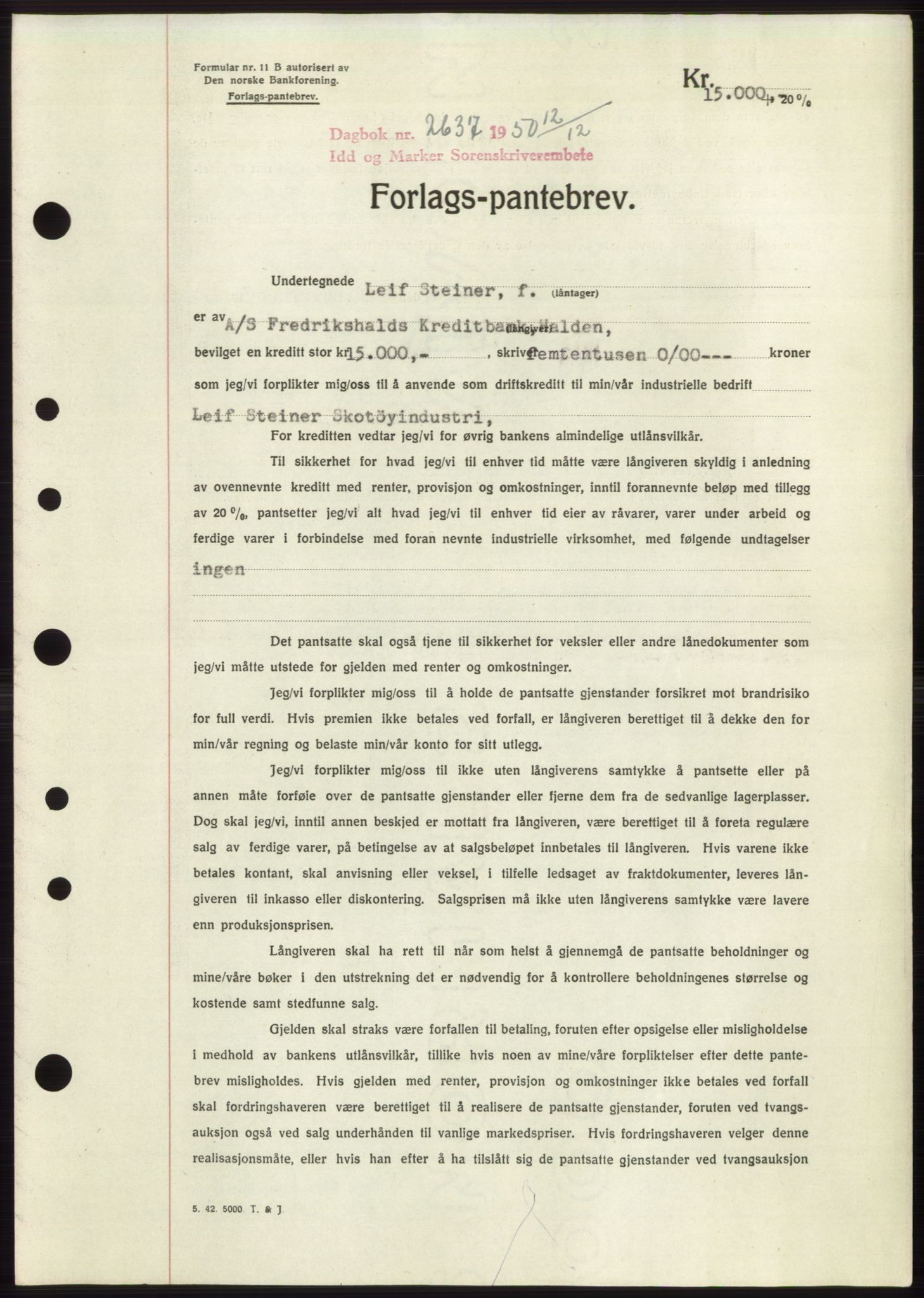 Idd og Marker sorenskriveri, AV/SAO-A-10283/G/Gb/Gbc/L0005: Mortgage book no. B16-20, 1950-1950, Deed date: 12.12.1950