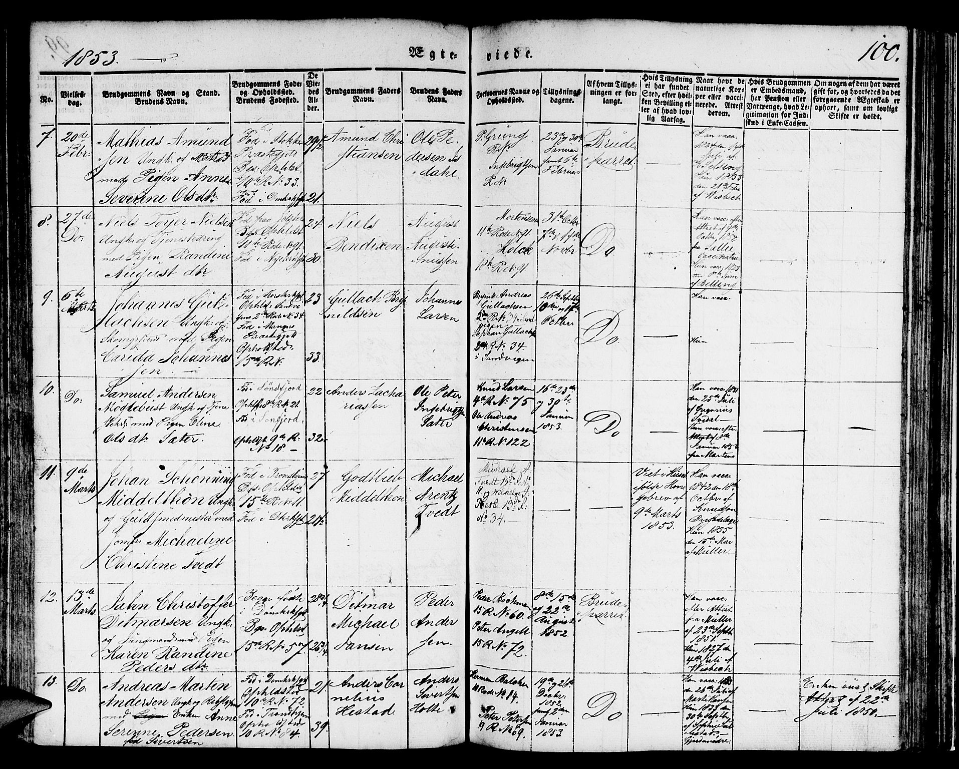 Domkirken sokneprestembete, SAB/A-74801/H/Hab/L0029: Parish register (copy) no. D 1, 1839-1857, p. 100