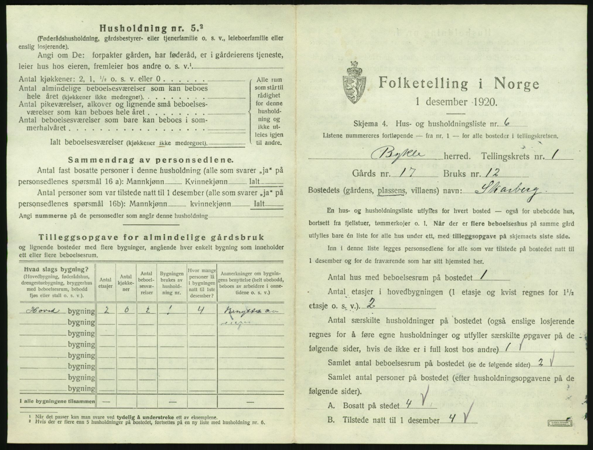 SAK, 1920 census for Bykle, 1920, p. 31