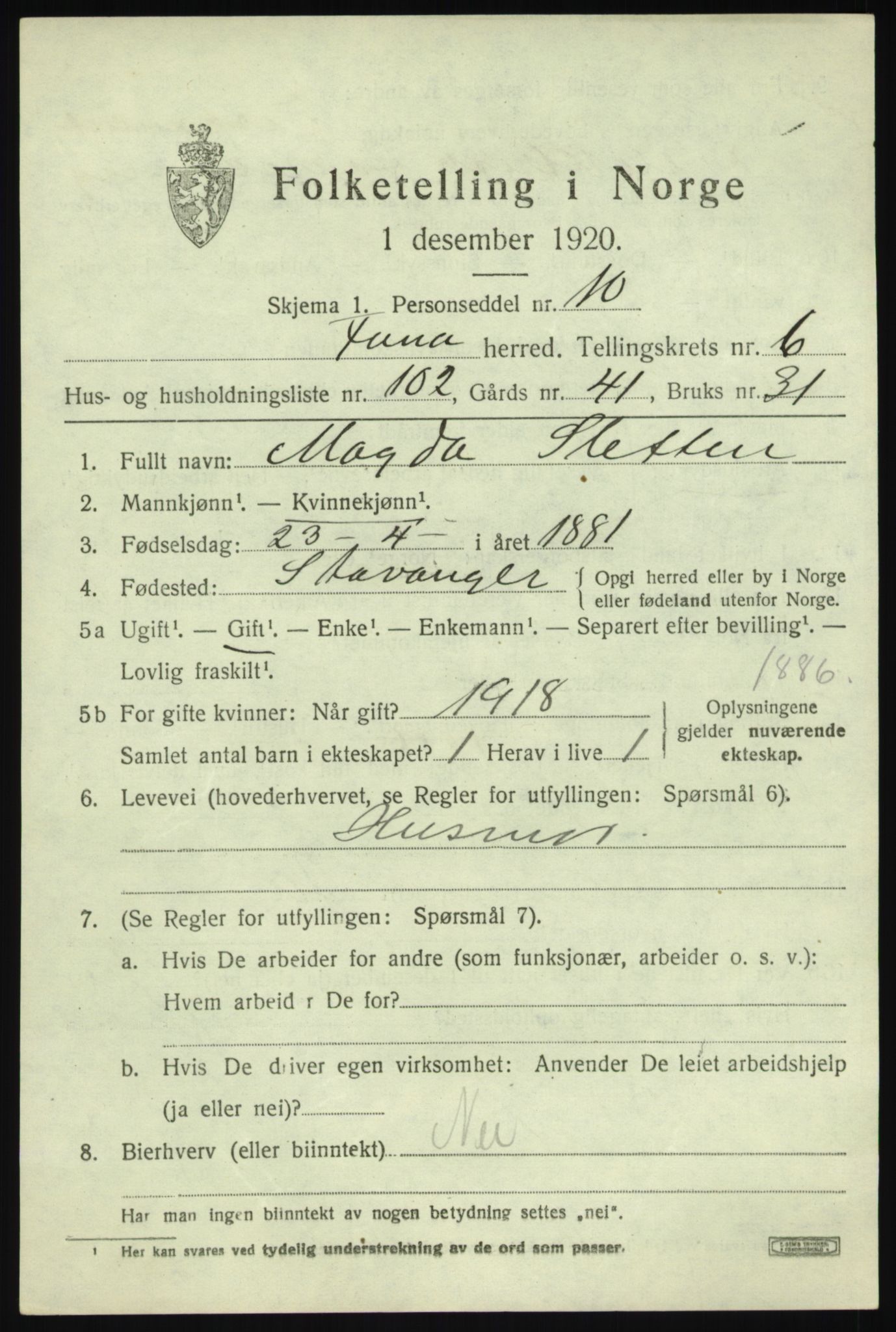 SAB, 1920 census for Fana, 1920, p. 12049