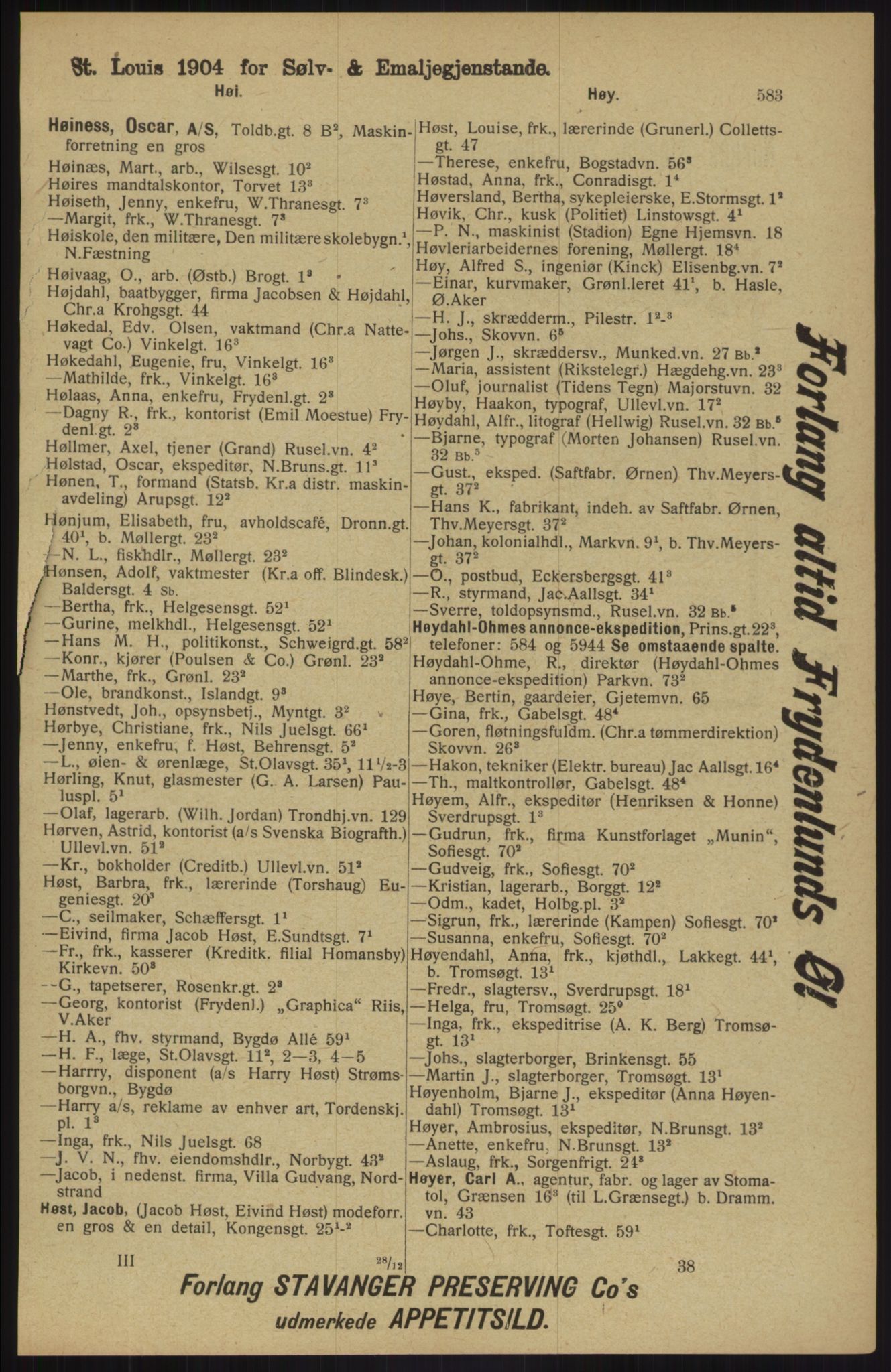 Kristiania/Oslo adressebok, PUBL/-, 1913, p. 595