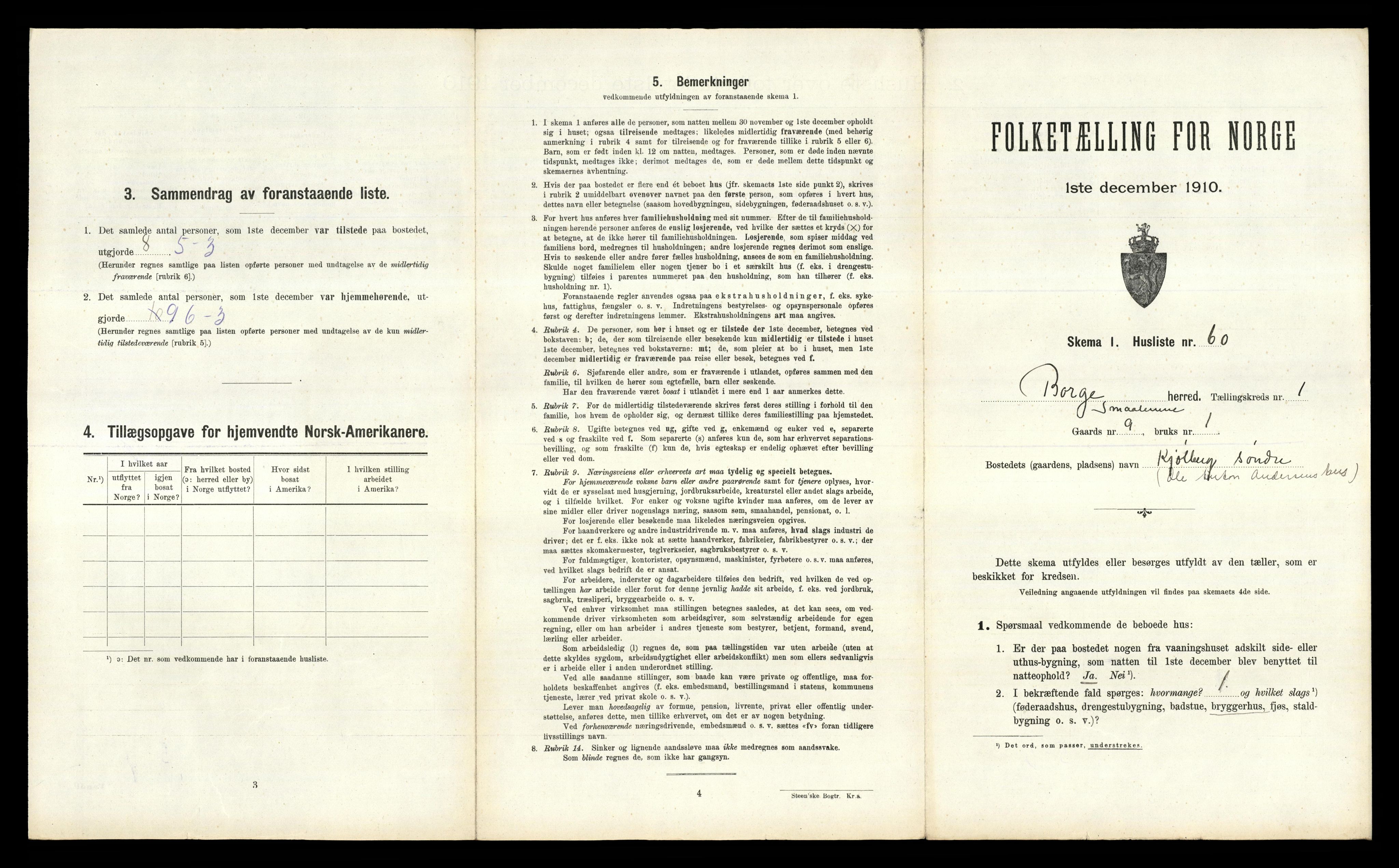 RA, 1910 census for Borge, 1910, p. 172