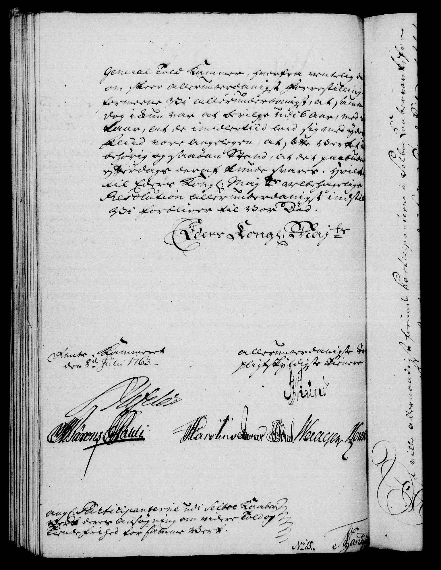 Rentekammeret, Kammerkanselliet, AV/RA-EA-3111/G/Gf/Gfa/L0045: Norsk relasjons- og resolusjonsprotokoll (merket RK 52.45), 1763, p. 325