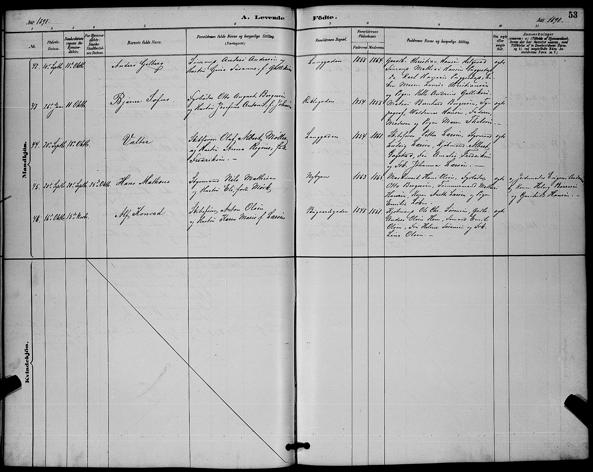 Sandefjord kirkebøker, AV/SAKO-A-315/G/Ga/L0001: Parish register (copy) no. 1, 1885-1903, p. 53
