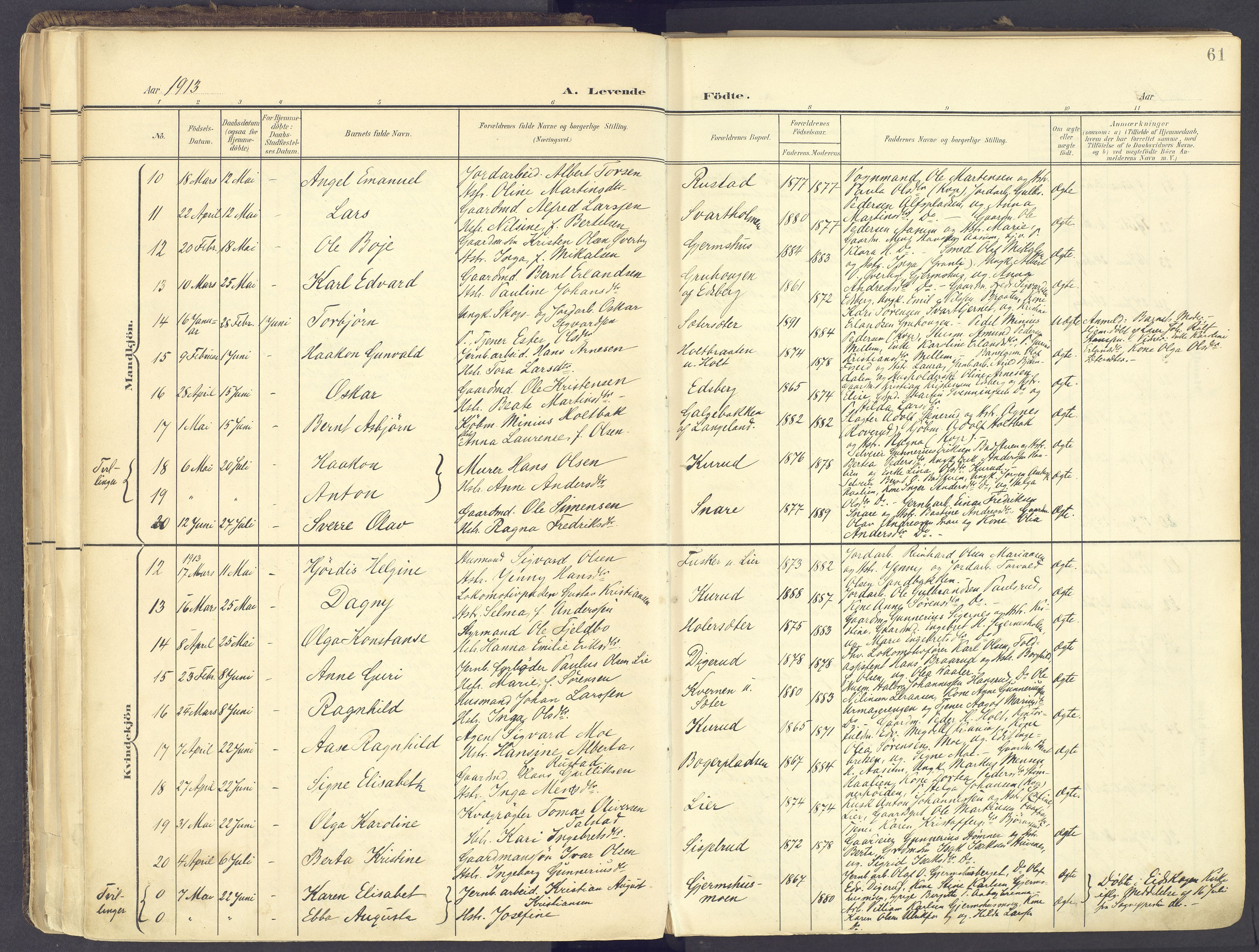 Vinger prestekontor, AV/SAH-PREST-024/H/Ha/Haa/L0017: Parish register (official) no. 17, 1901-1927, p. 61