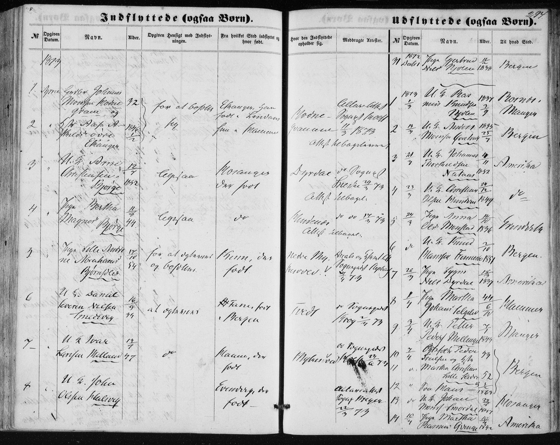 Lindås Sokneprestembete, SAB/A-76701/H/Haa: Parish register (official) no. A 16, 1863-1875, p. 294