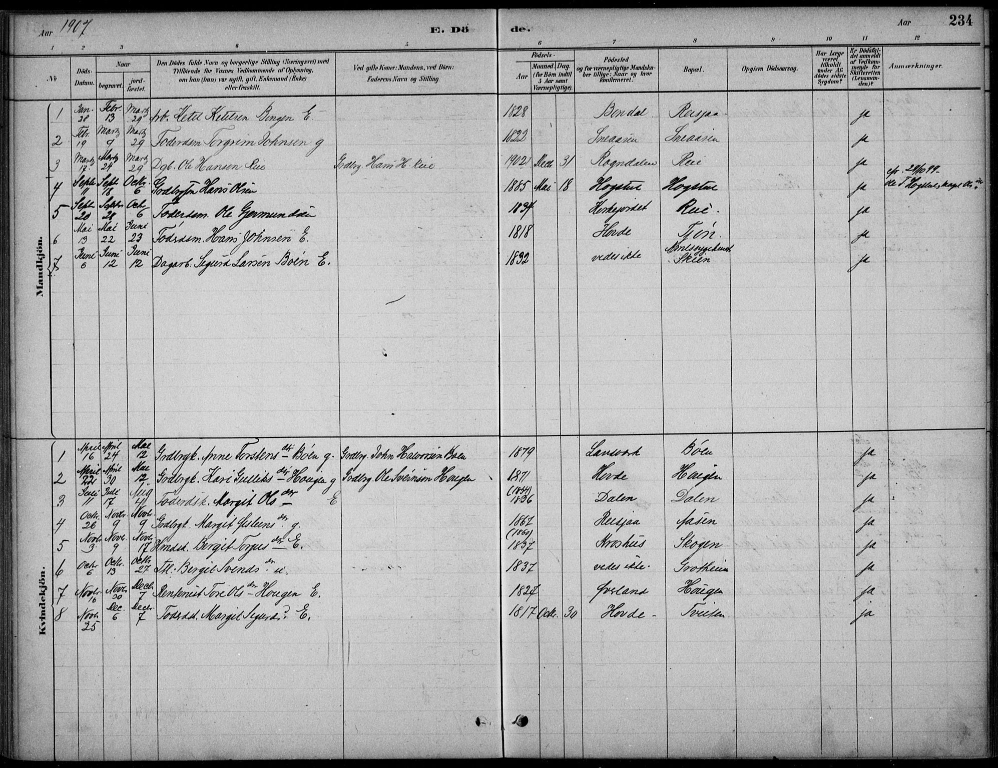 Hjartdal kirkebøker, SAKO/A-270/F/Fc/L0002: Parish register (official) no. III 2, 1880-1936, p. 234