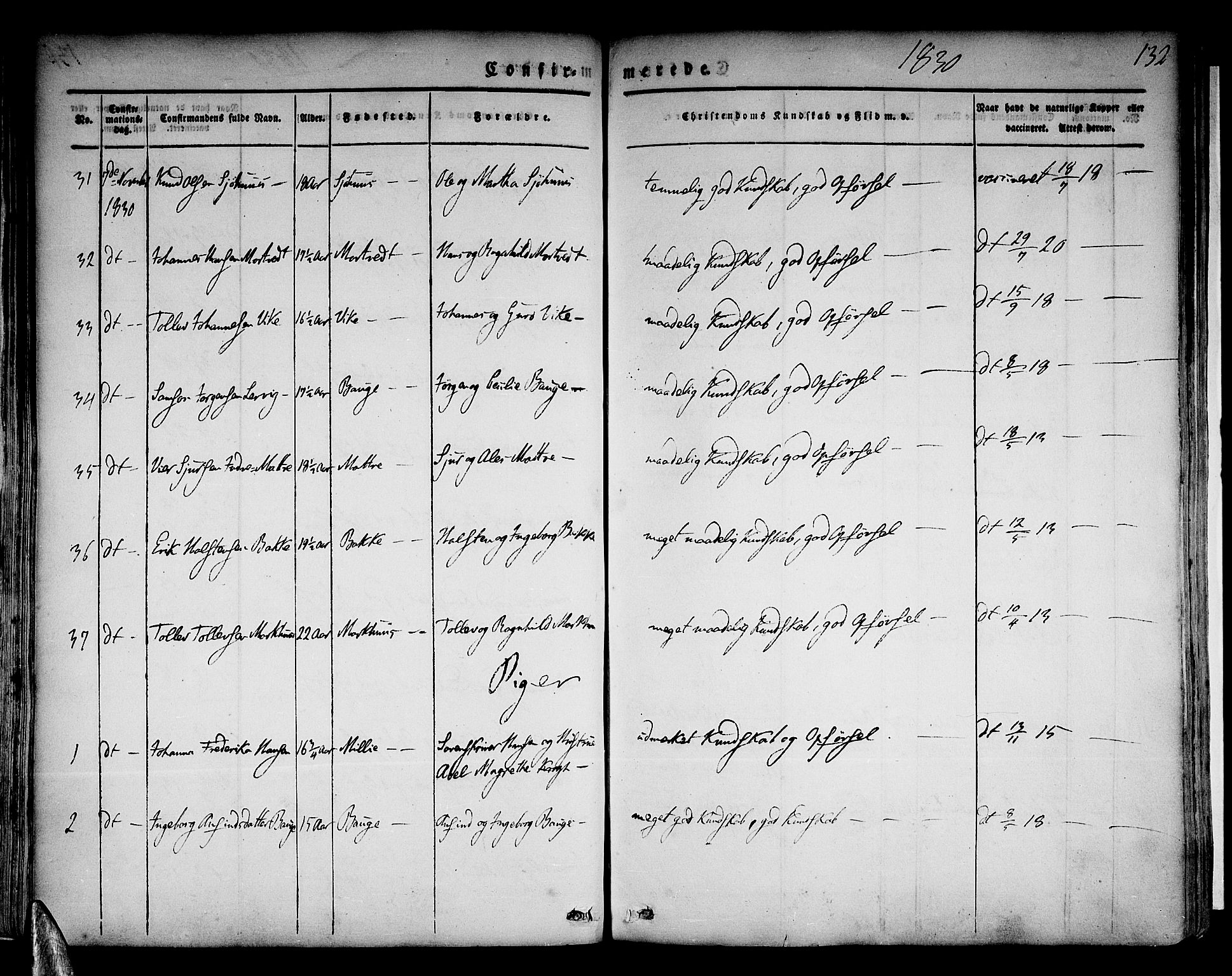 Skånevik sokneprestembete, SAB/A-77801/H/Haa: Parish register (official) no. A 4, 1828-1848, p. 132