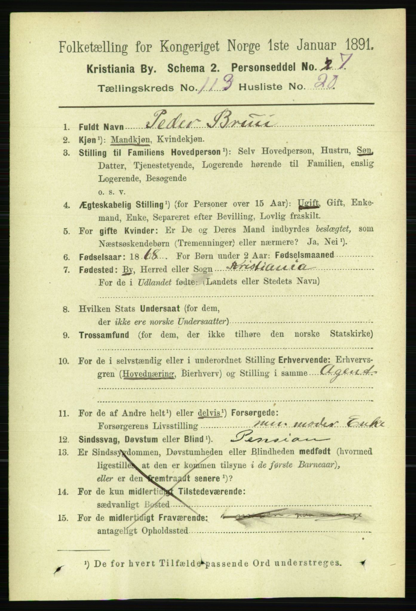 RA, 1891 census for 0301 Kristiania, 1891, p. 60617