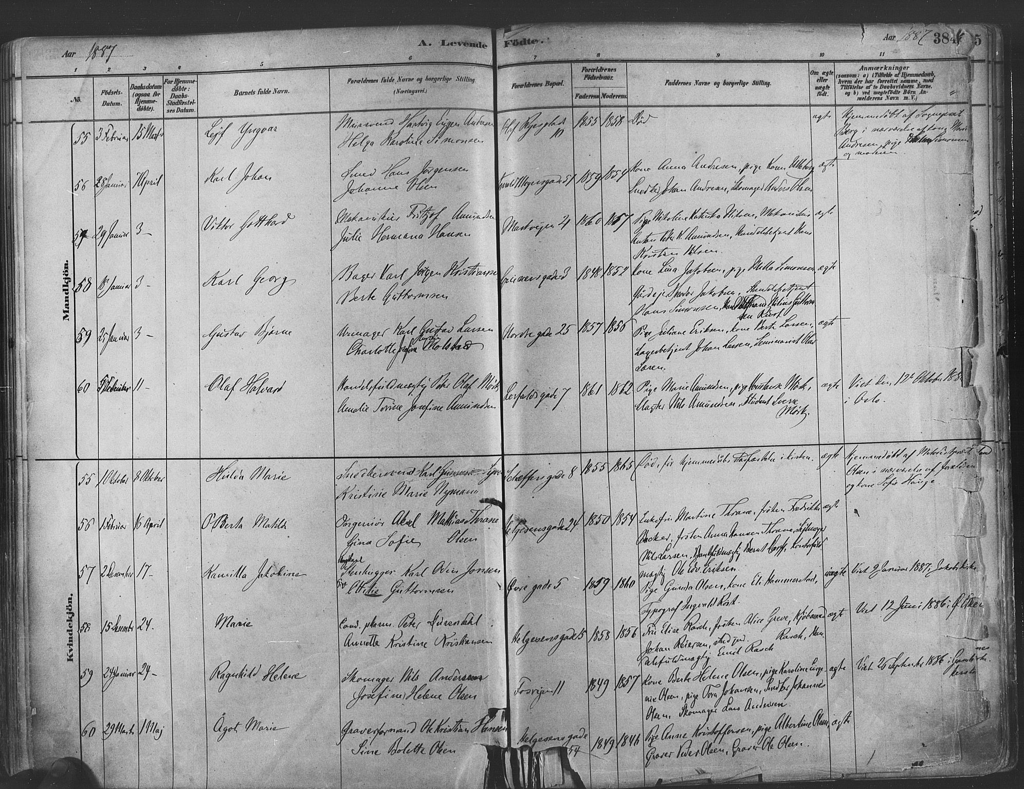 Paulus prestekontor Kirkebøker, AV/SAO-A-10871/F/Fa/L0003: Parish register (official) no. 3, 1879-1887, p. 384