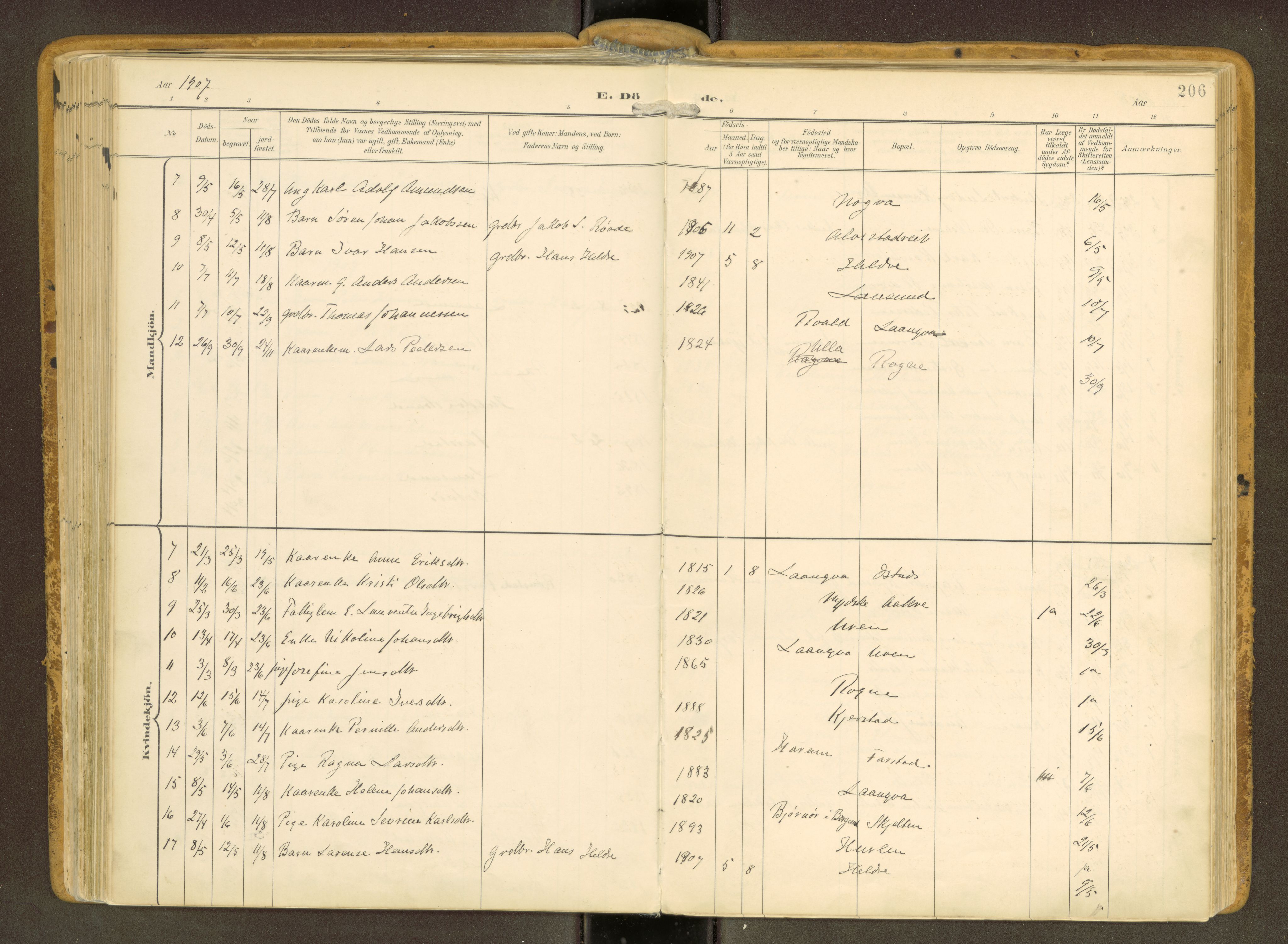 Ministerialprotokoller, klokkerbøker og fødselsregistre - Møre og Romsdal, AV/SAT-A-1454/536/L0517: Parish register (official) no. 536A--, 1897-1917, p. 206
