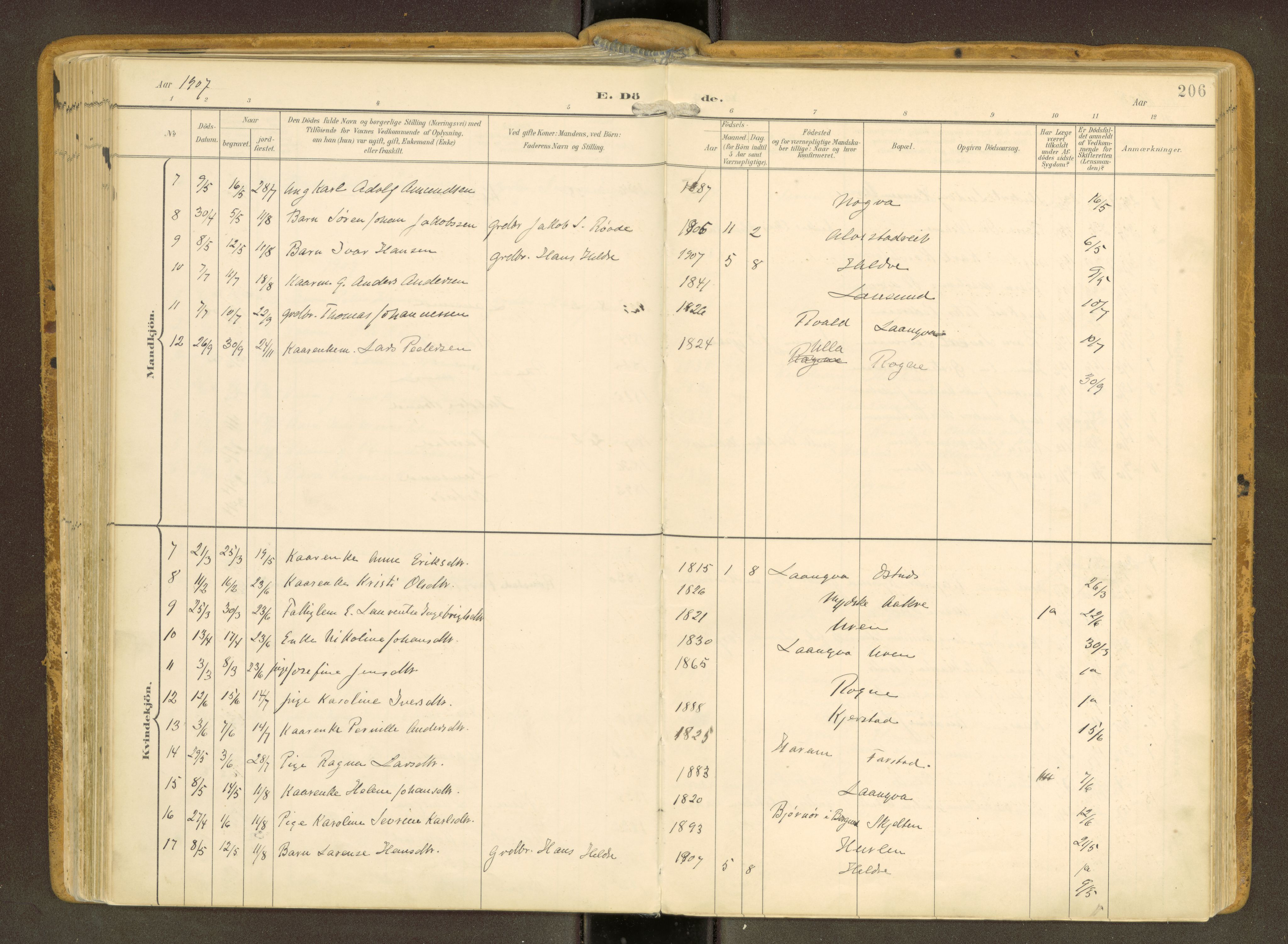 Ministerialprotokoller, klokkerbøker og fødselsregistre - Møre og Romsdal, SAT/A-1454/536/L0517: Parish register (official) no. 536A--, 1897-1917, p. 206