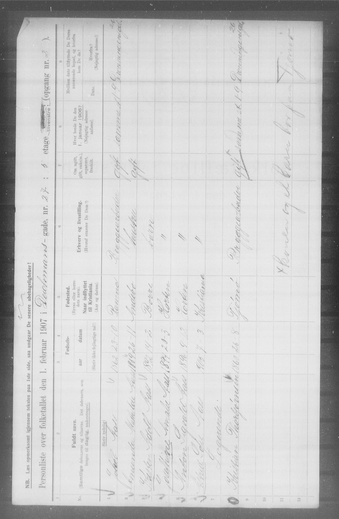 OBA, Municipal Census 1907 for Kristiania, 1907, p. 8042