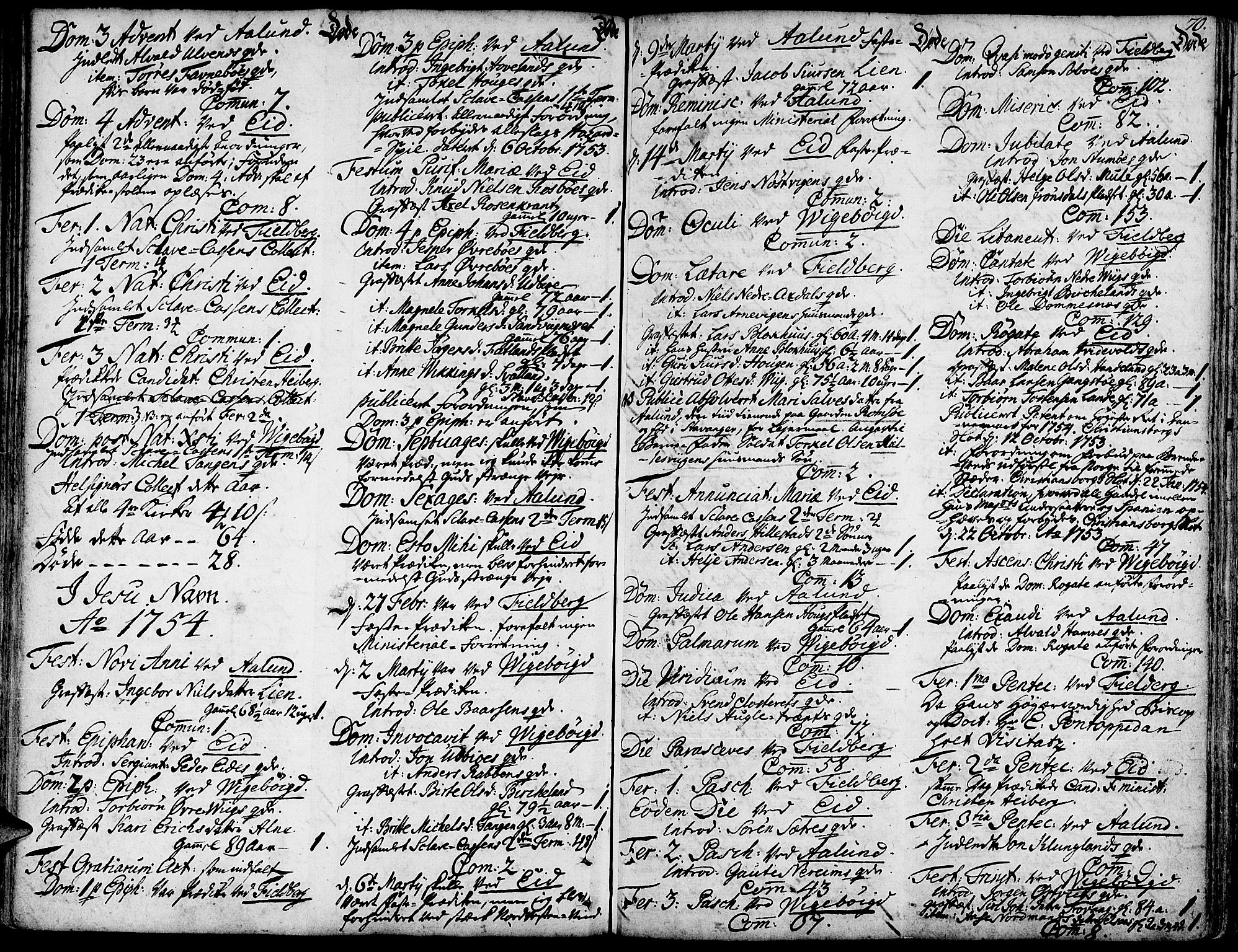 Fjelberg sokneprestembete, SAB/A-75201/H/Haa: Parish register (official) no. A 1, 1739-1759, p. 70