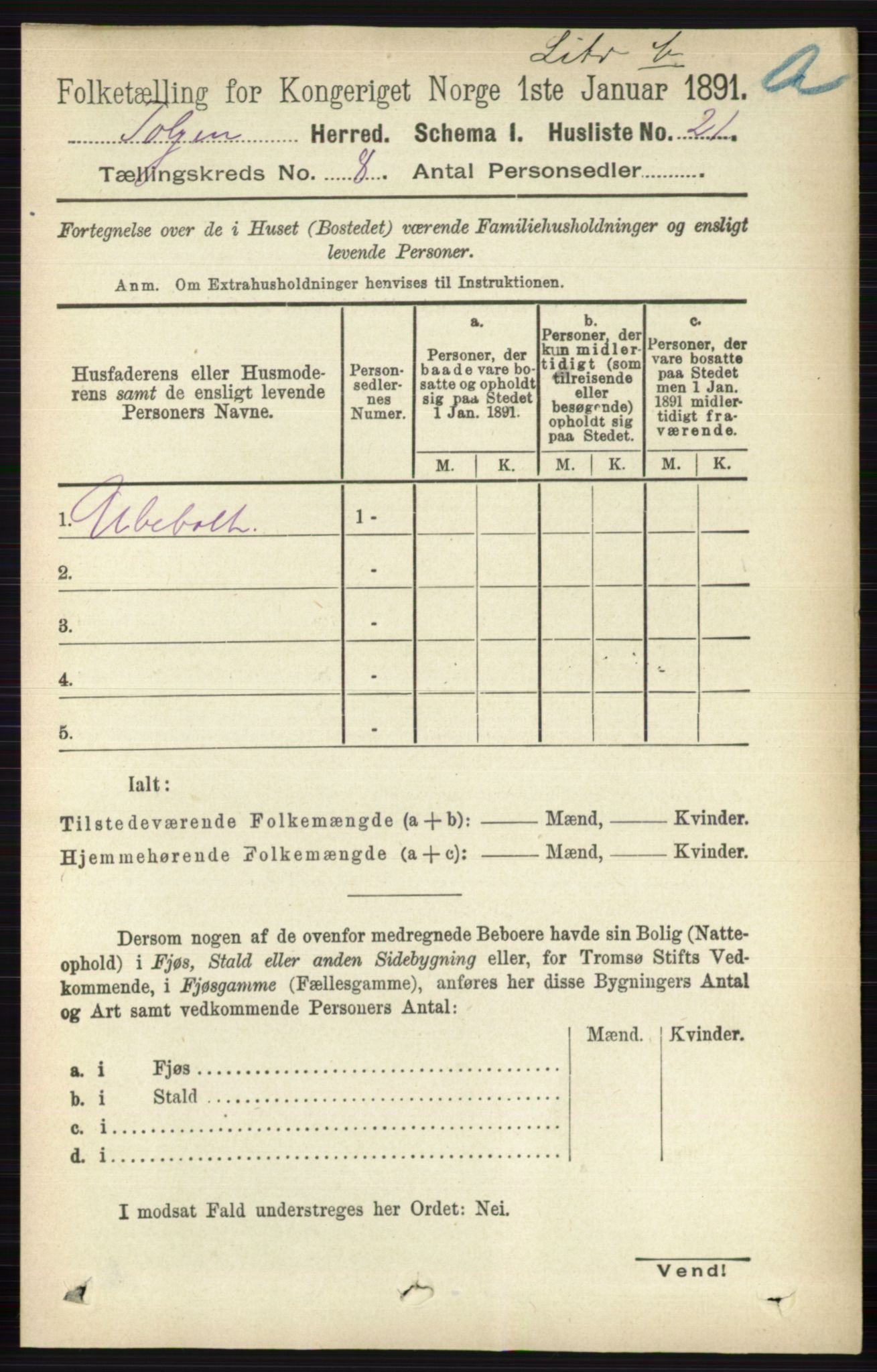 RA, 1891 census for 0436 Tolga, 1891, p. 2359