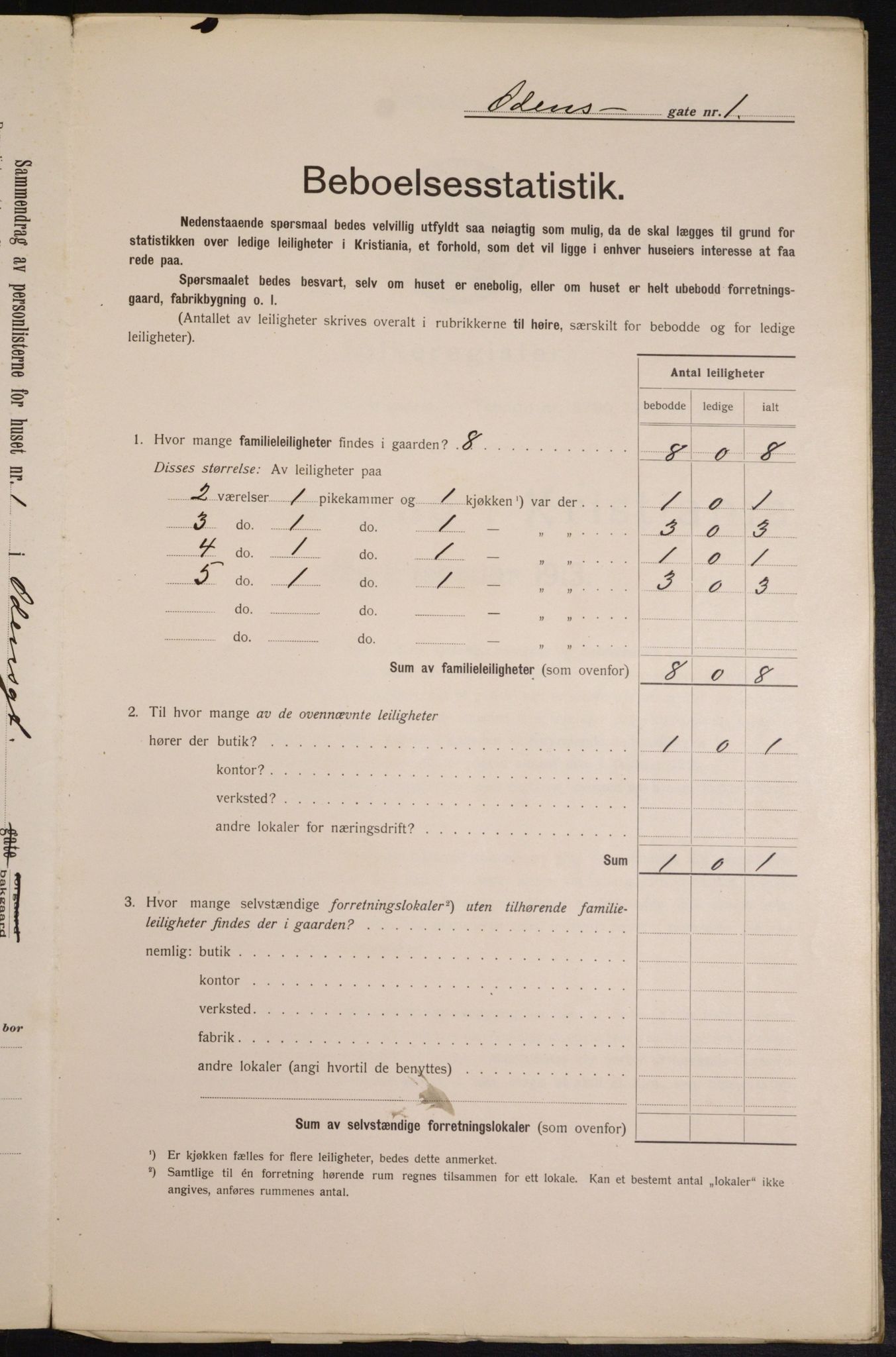 OBA, Municipal Census 1913 for Kristiania, 1913, p. 74581