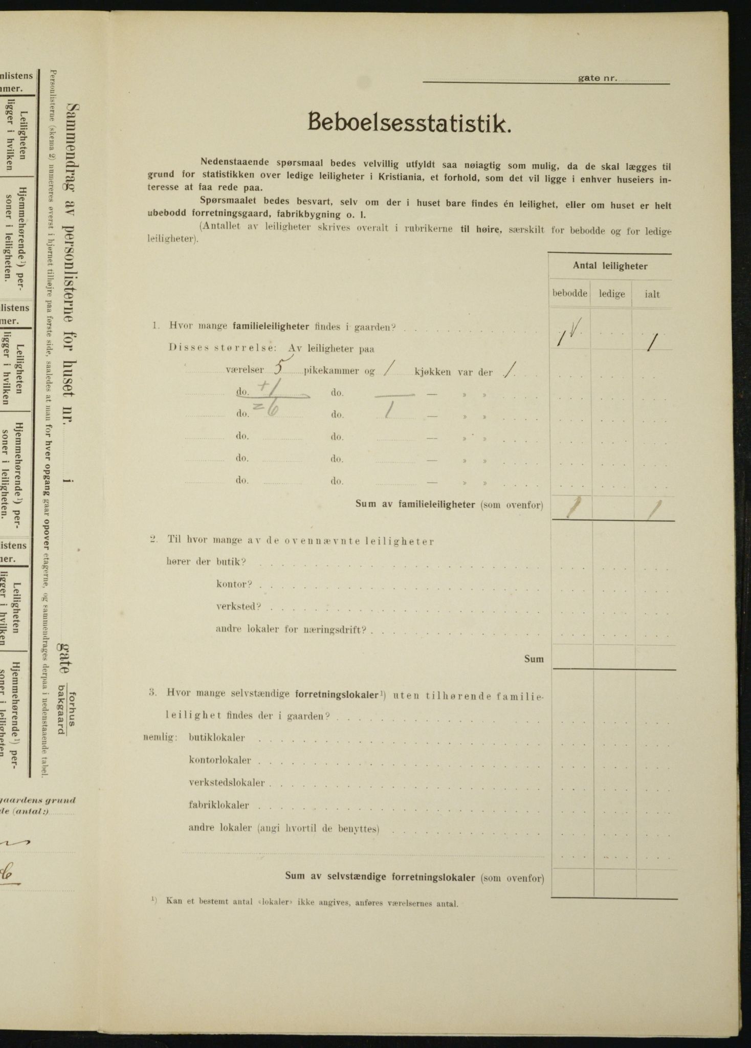 OBA, Municipal Census 1910 for Kristiania, 1910, p. 68822