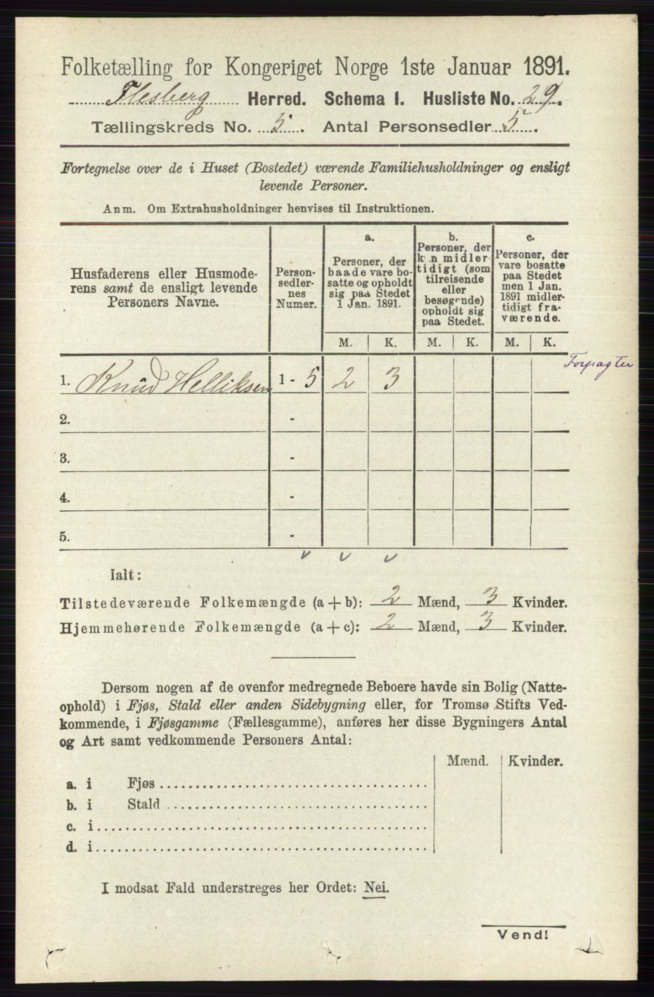 RA, 1891 census for 0631 Flesberg, 1891, p. 716
