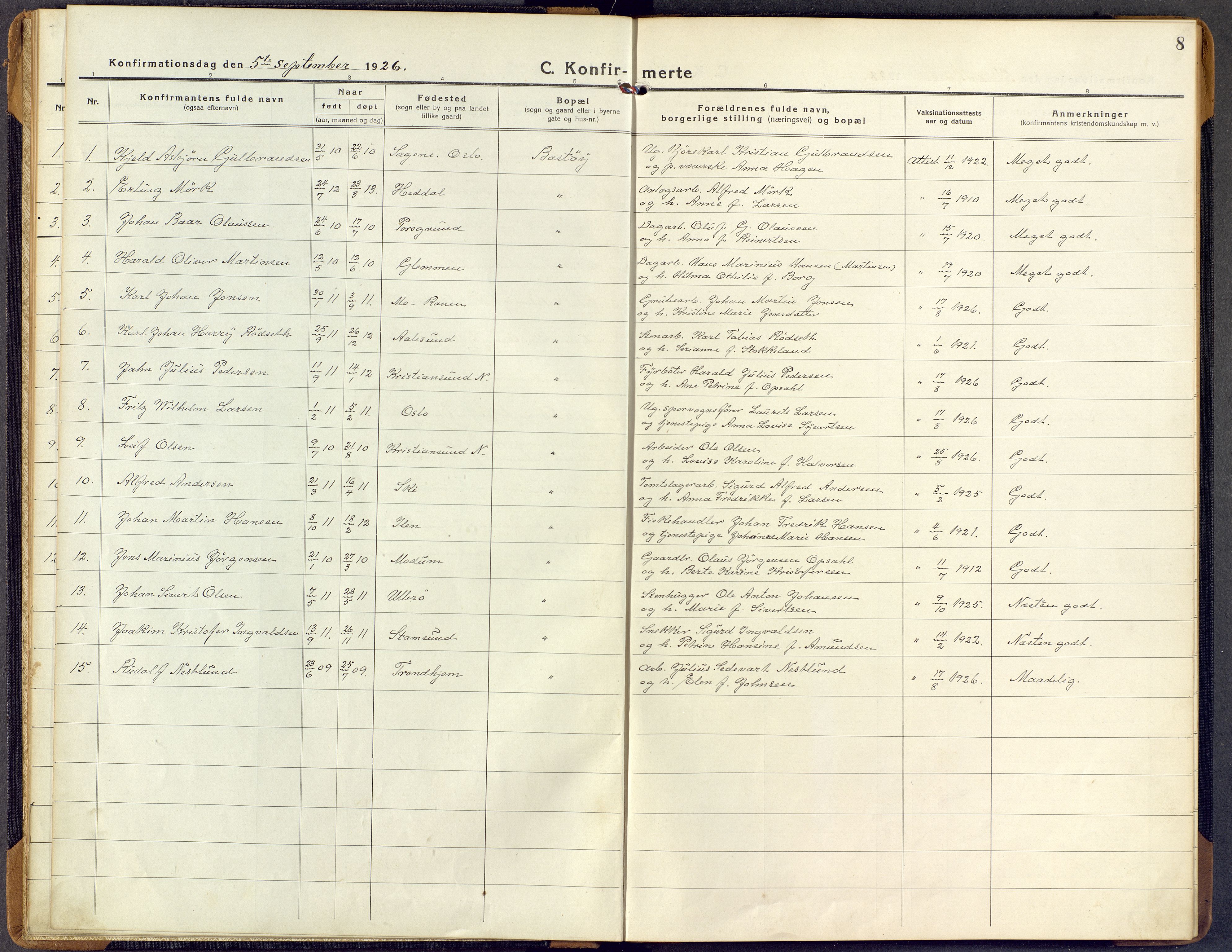 Borre kirkebøker, SAKO/A-338/F/Fd/L0001: Parish register (official) no. IV 1, 1922-1964, p. 8