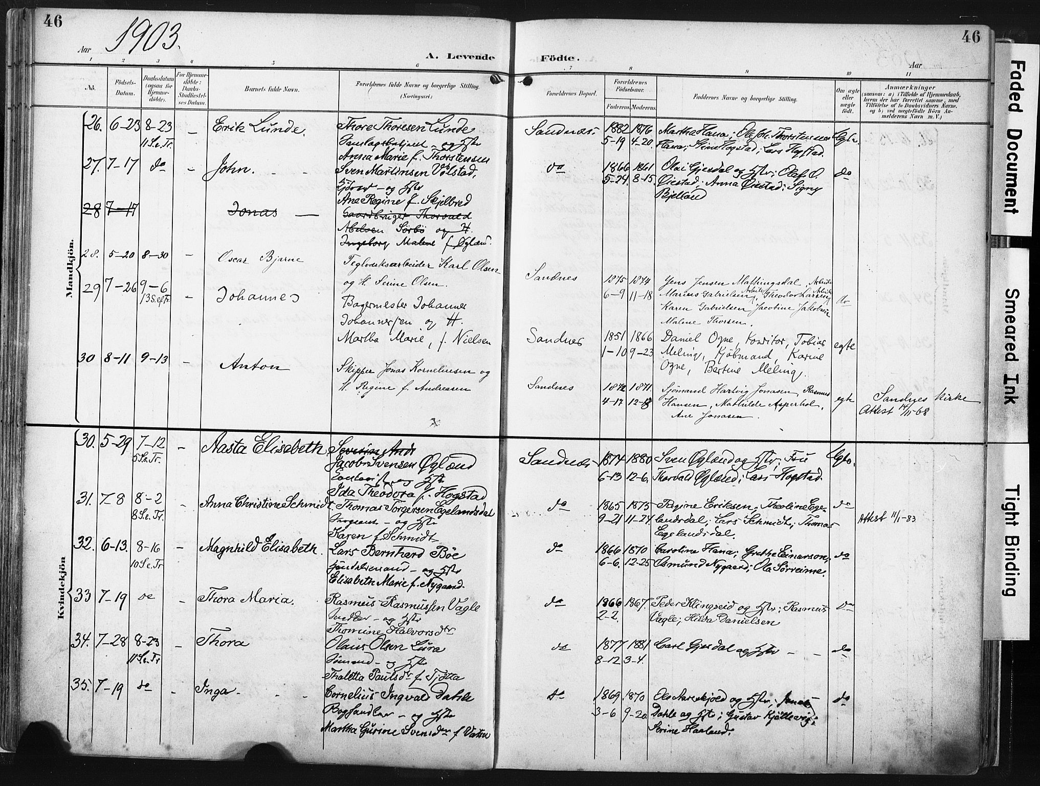 Høyland sokneprestkontor, AV/SAST-A-101799/001/30BA/L0016: Parish register (official) no. A 16, 1899-1911, p. 46