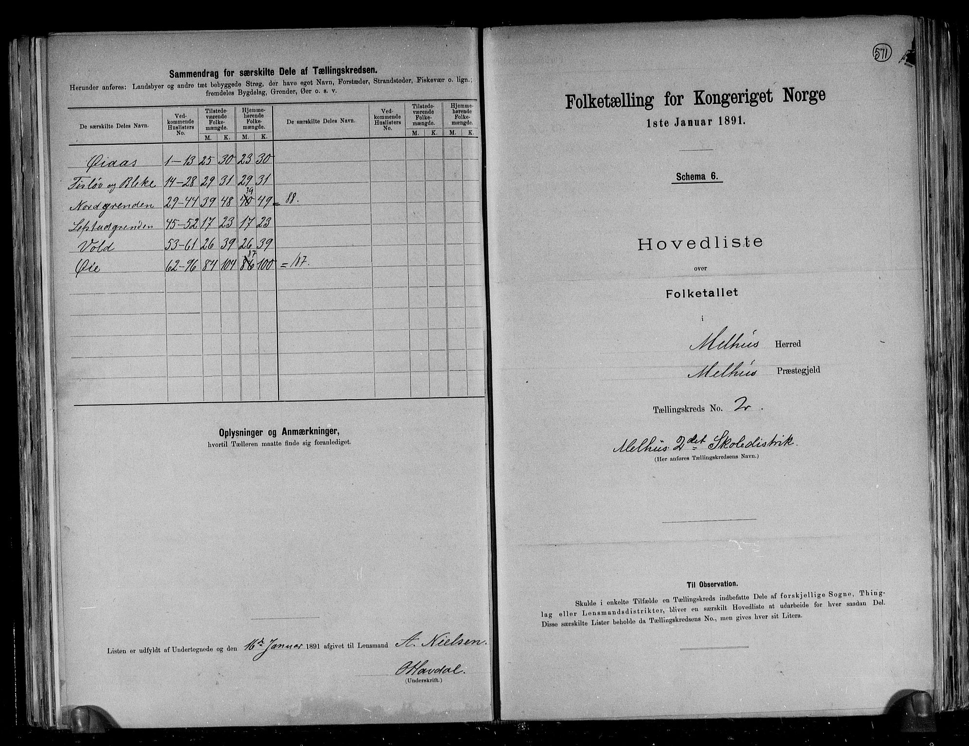 RA, 1891 census for 1653 Melhus, 1891, p. 7